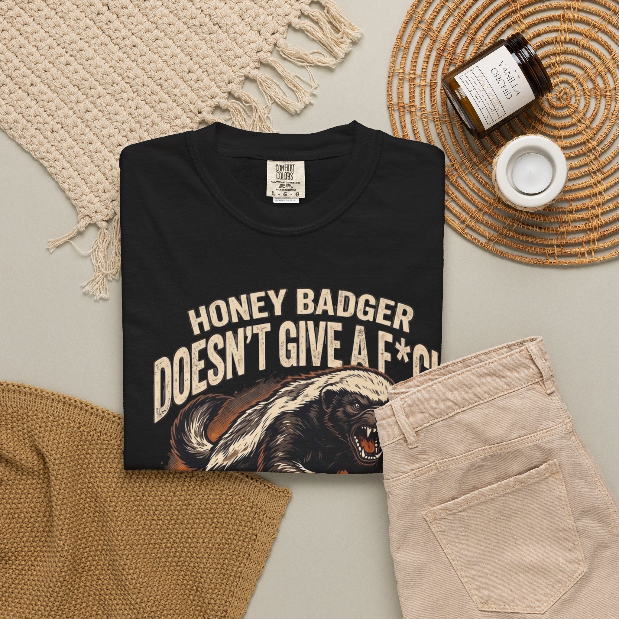 Skunk Graphic T-Shirt — 'Honey Badger Doesn't Give a F—' Retro Vintage Tee