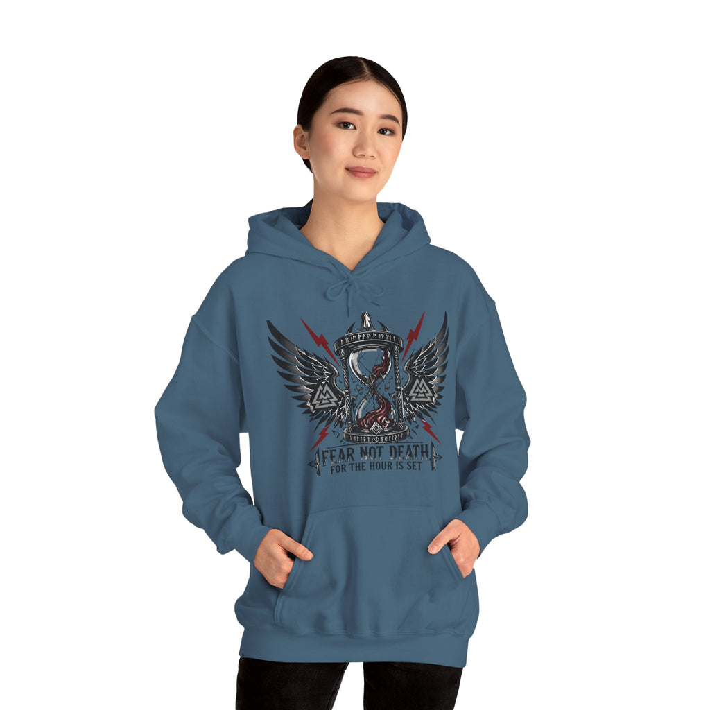 Fear Not Death Hourglass Wings Hoodie — Gothic Inspirational Pullover