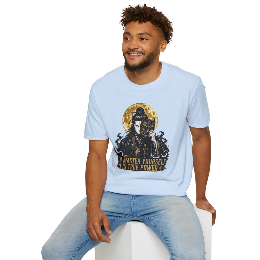 Samurai Mask T-Shirt – "To Master Yourself Is True Power" Graphic Tee
