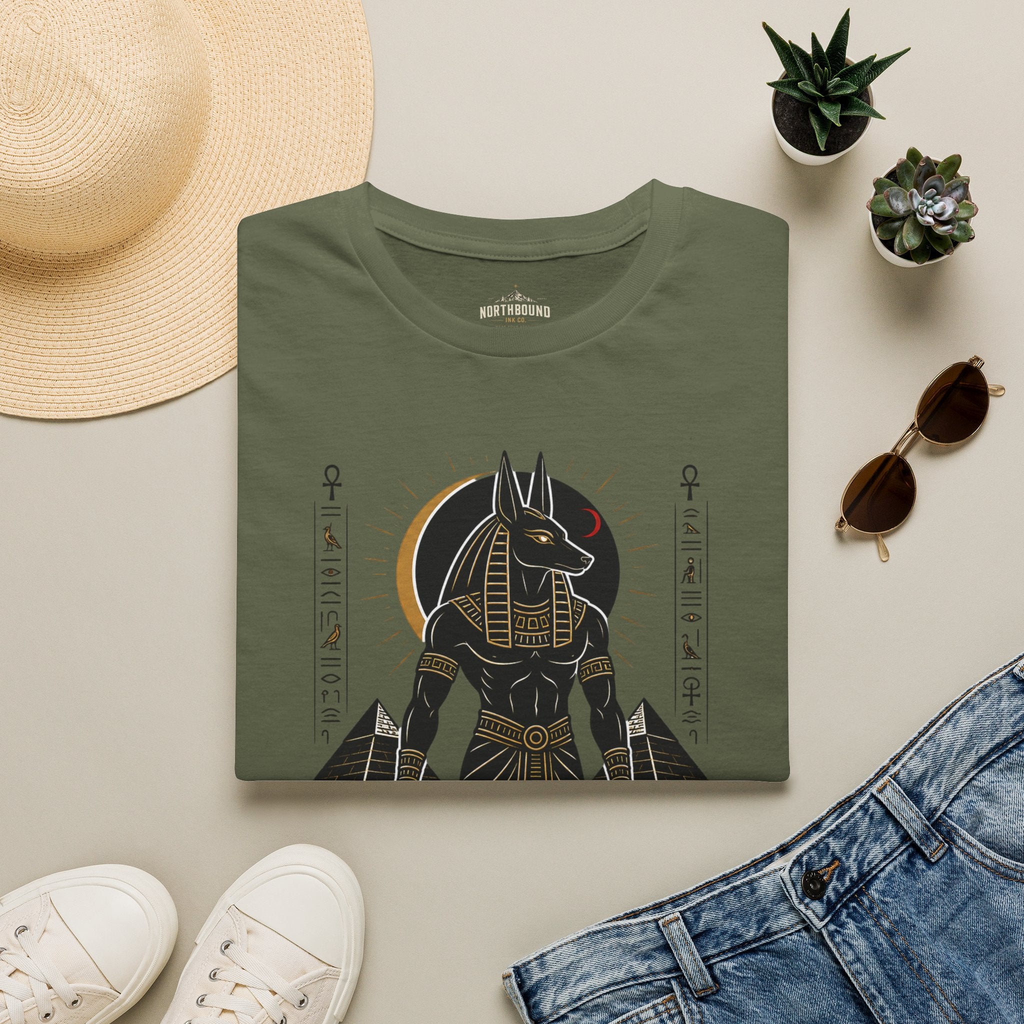 Anubis 'Walk With Gods' T-Shirt — Egyptian Mythology Graphic Tee