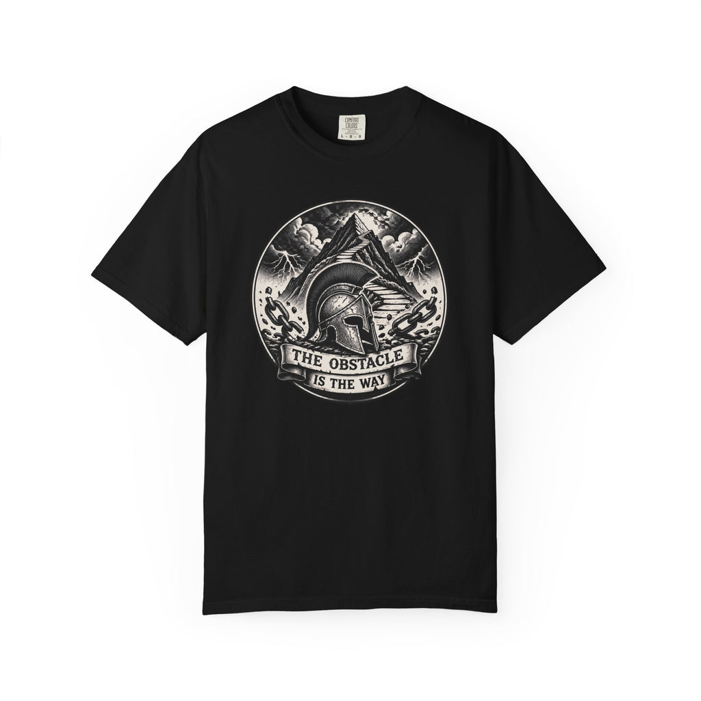 Spartan Helmet T‑Shirt — "The Obstacle Is The Way" Motivational Tee