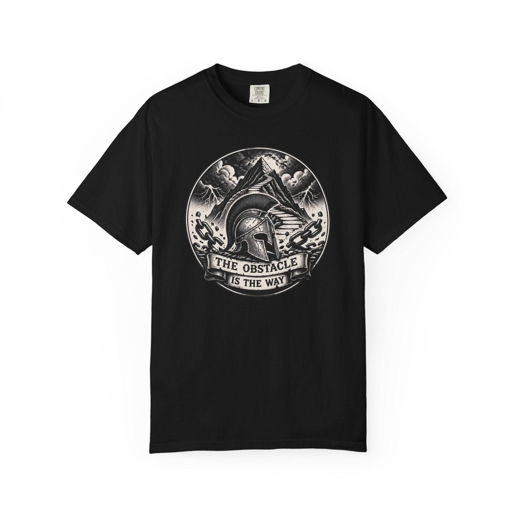 Spartan Helmet T‑Shirt — "The Obstacle Is The Way" Motivational Tee