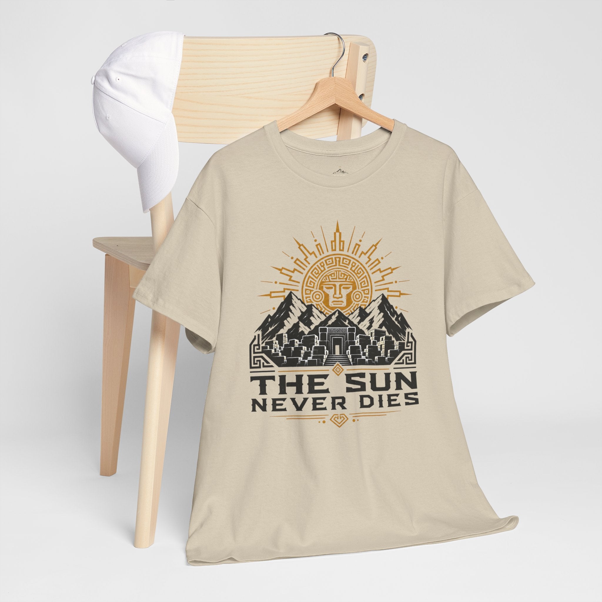 Sun Never Dies T-Shirt — Retro Mountain Adventure Tee