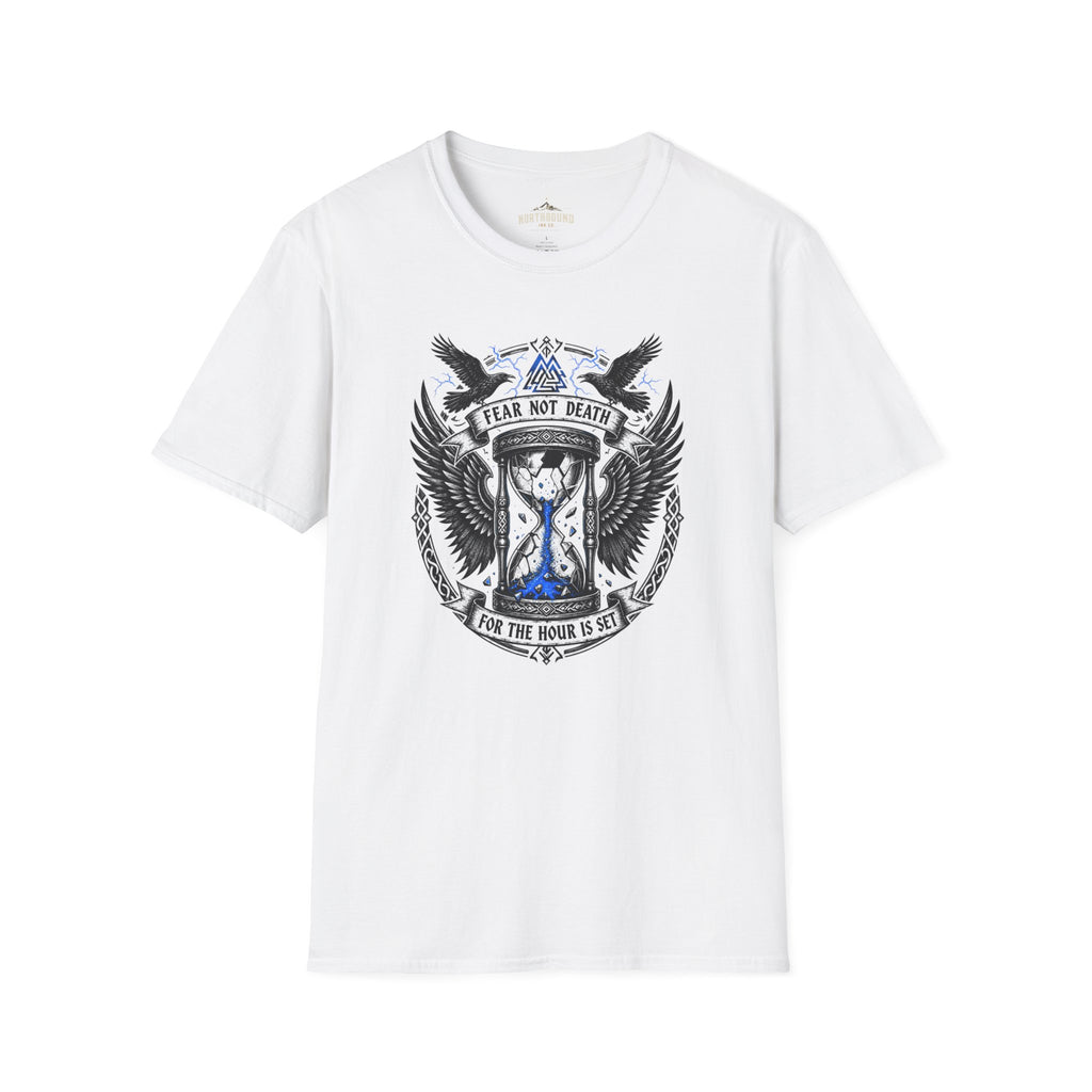 Fear Not Death T‑Shirt — Viking Hourglass Shield Design