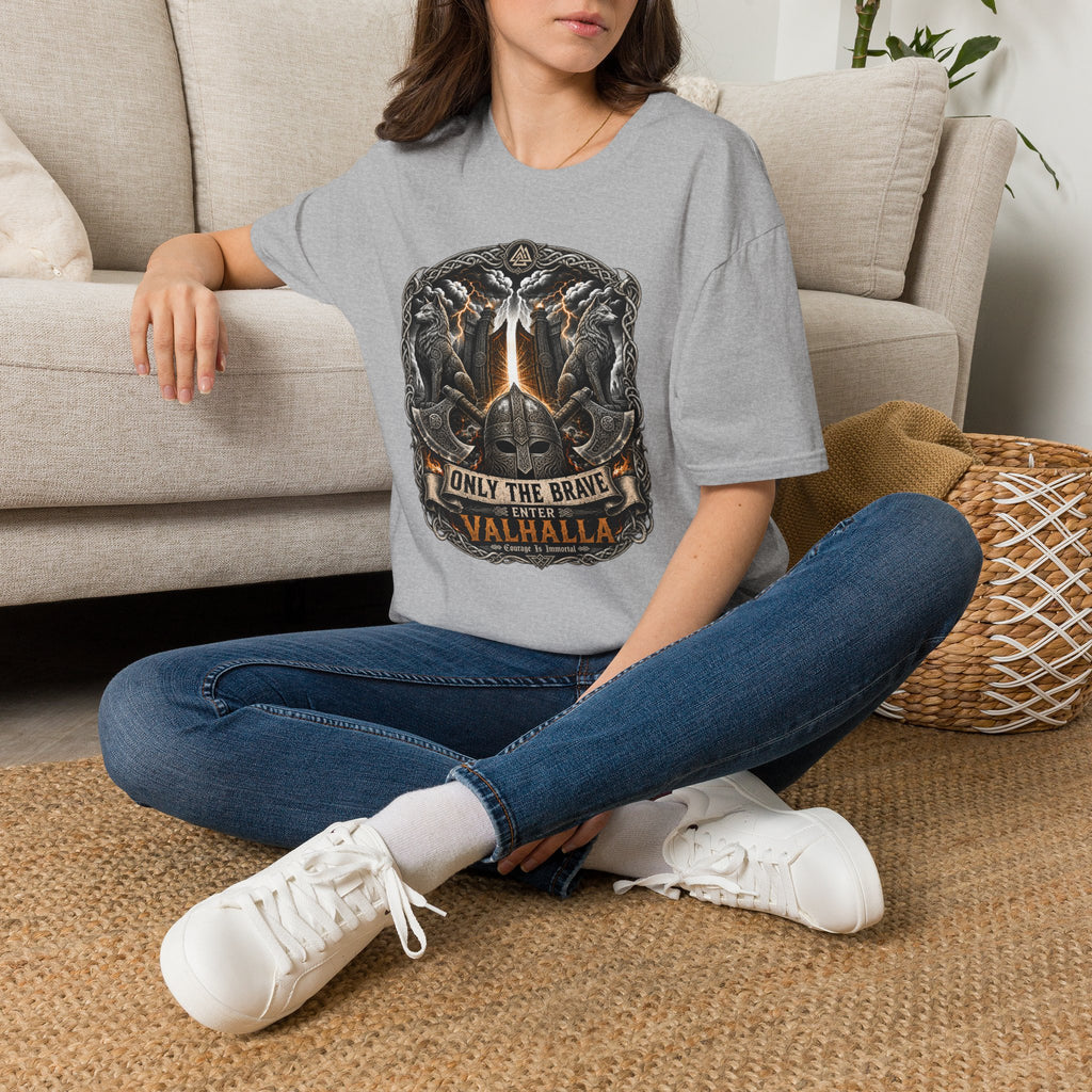 Valhalla T-Shirt — "Only The Brave" Viking Shield Tee