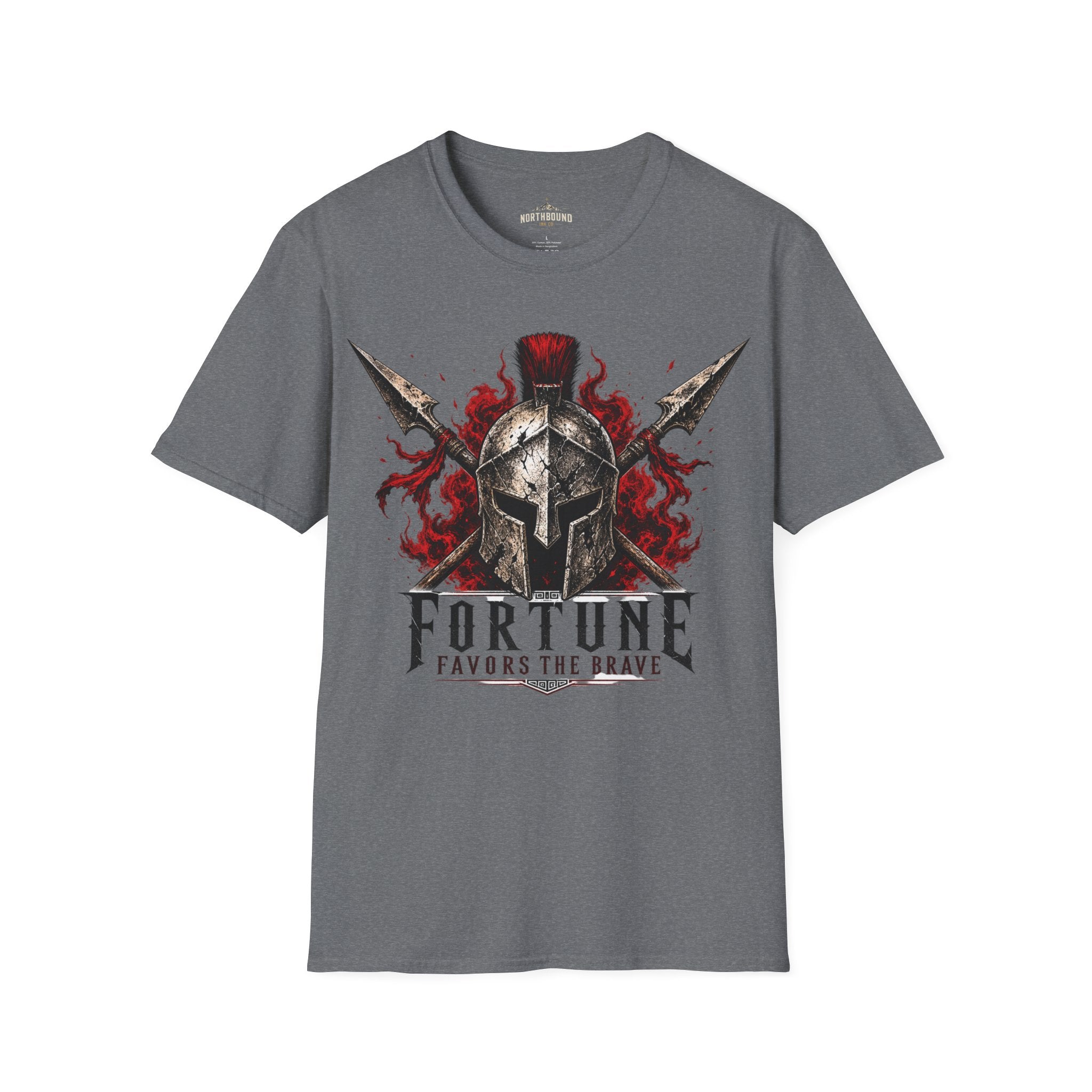 Warrior Helmet T-Shirt — "Fortune Favors the Brave" Spartan Helmet Graphic Tee
