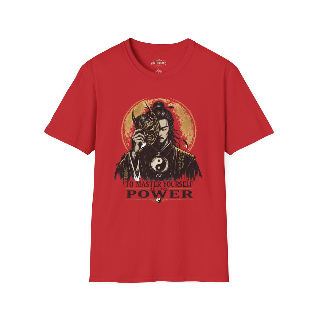 Samurai Mask Tee — "To Master Yourself Is Power" Graphic T-Shirt
