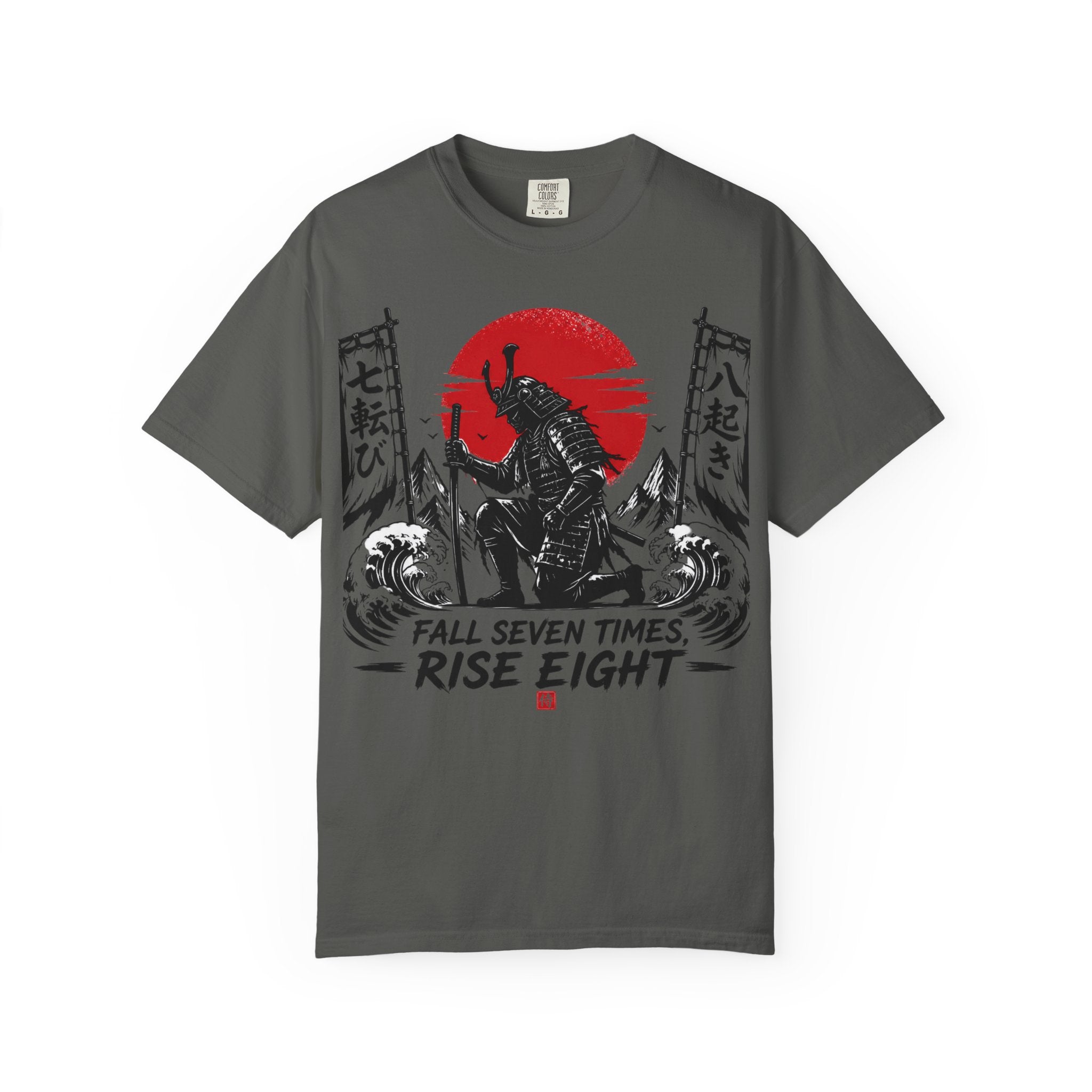 Samurai Rising Graphic T-Shirt — "Fall Seven Times, Rise Eight"