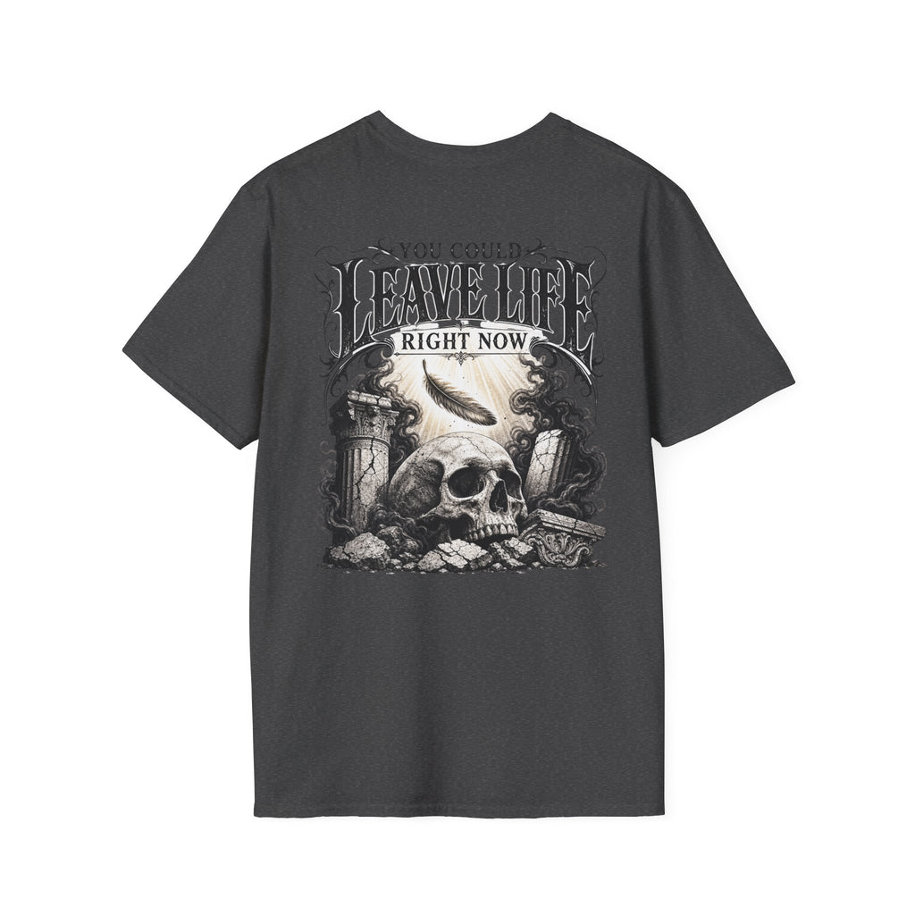 Skull & Mountains T-Shirt — "Leave Life" Adventure Graphic Tee