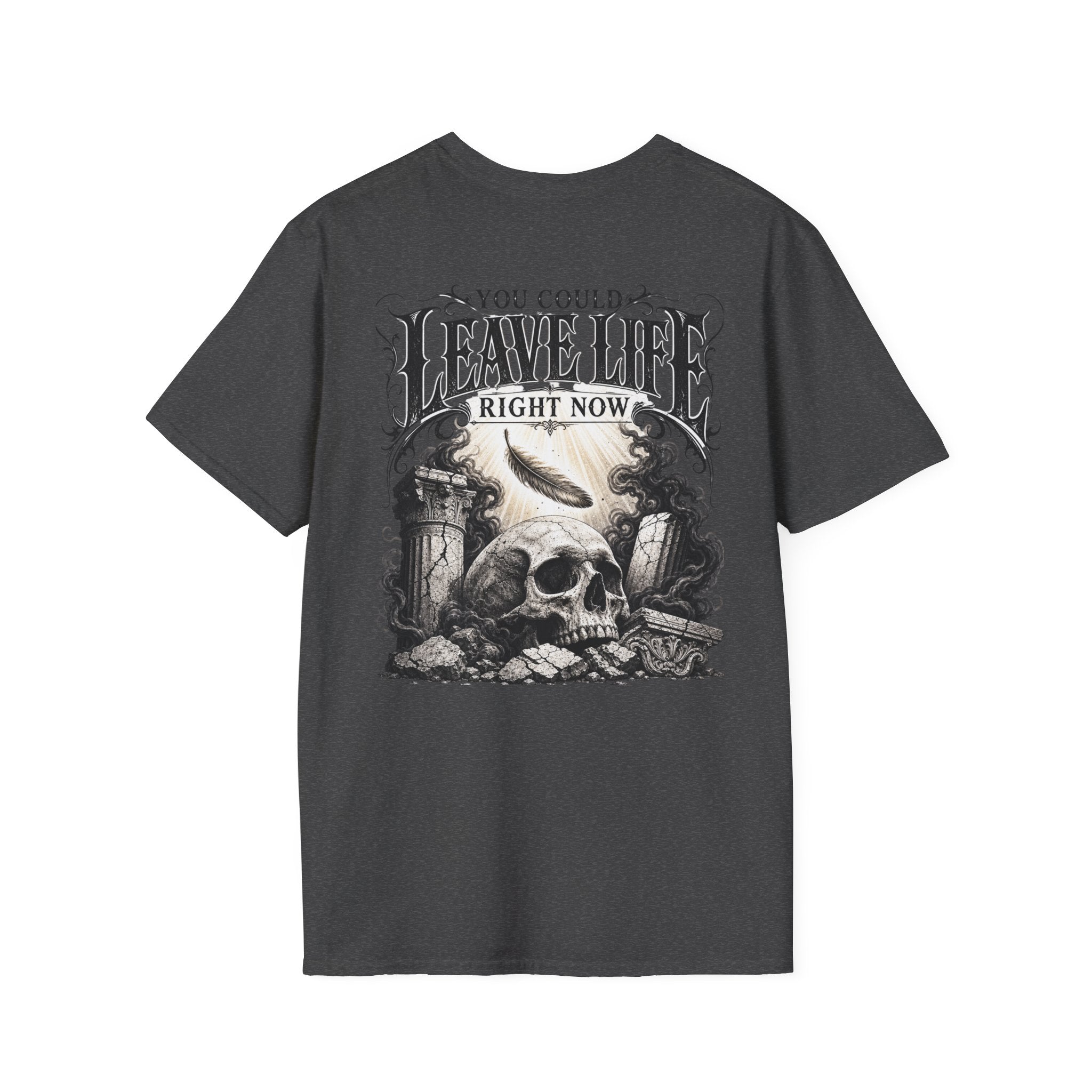 Skull & Mountains T-Shirt — "Leave Life" Adventure Graphic Tee
