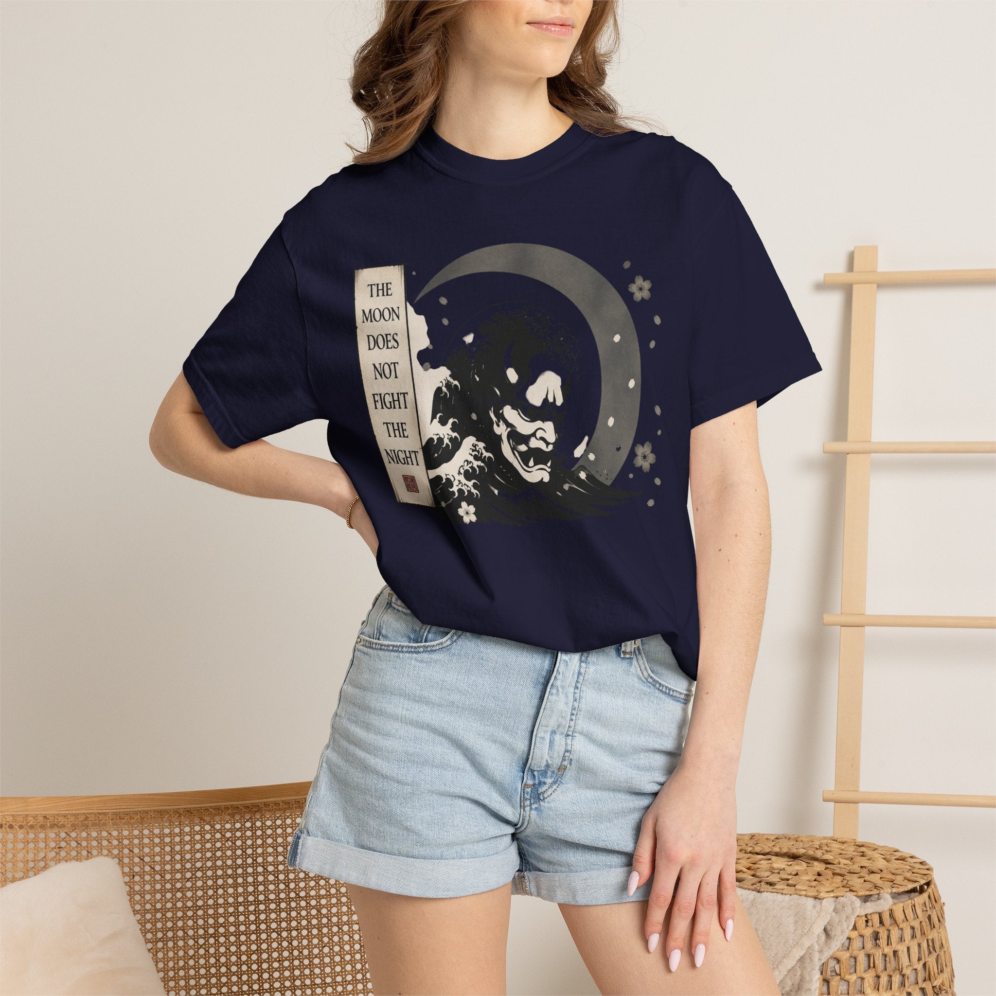 Moon Does Not Frighten Night T-Shirt — Japanese Wave Demon Graphic Tee