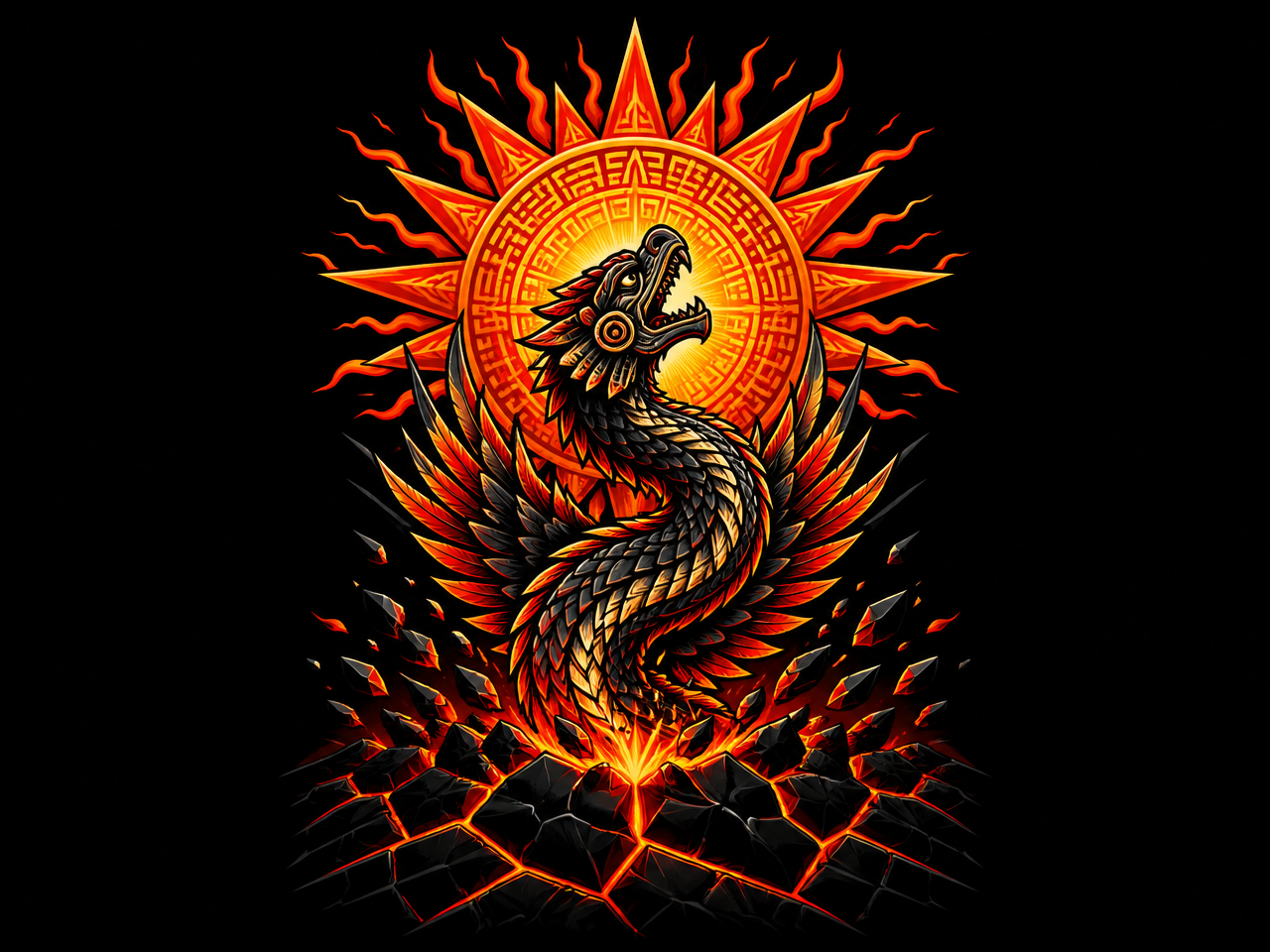 Dragon Sun Tee — Fiery Oriental Dragon Graphic T-Shirt