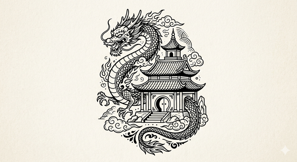 Dragon Temple T-Shirt — Asian Dragon Graphic Tee