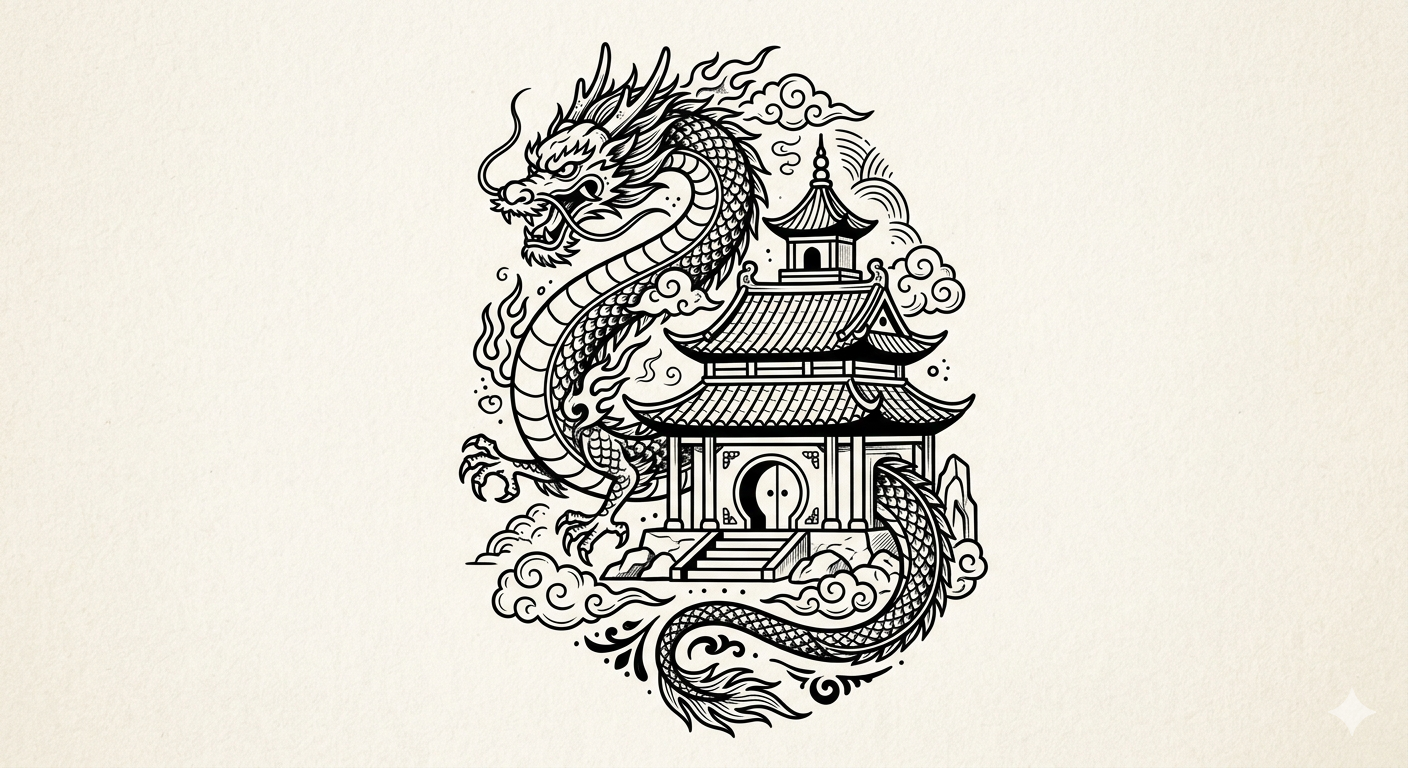 Dragon Temple T-Shirt — Asian Dragon Graphic Tee
