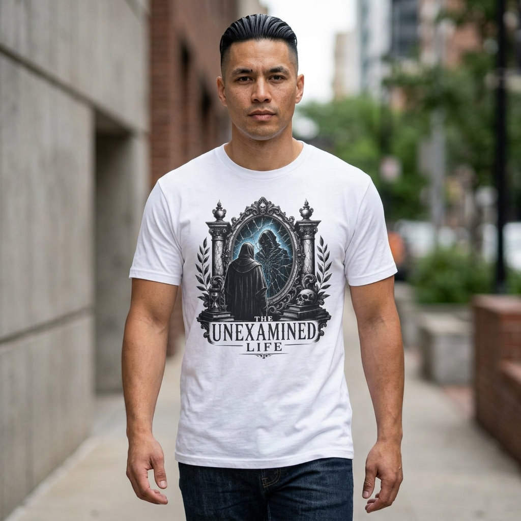 The Unexamined Life T-Shirt — Philosophical Mirror Graphic Tee
