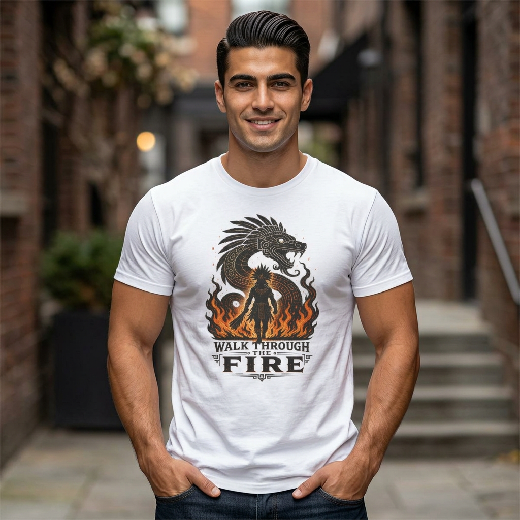 Walk Through the Fire Dragon T-Shirt — Inspirational Flame Graphic Tee