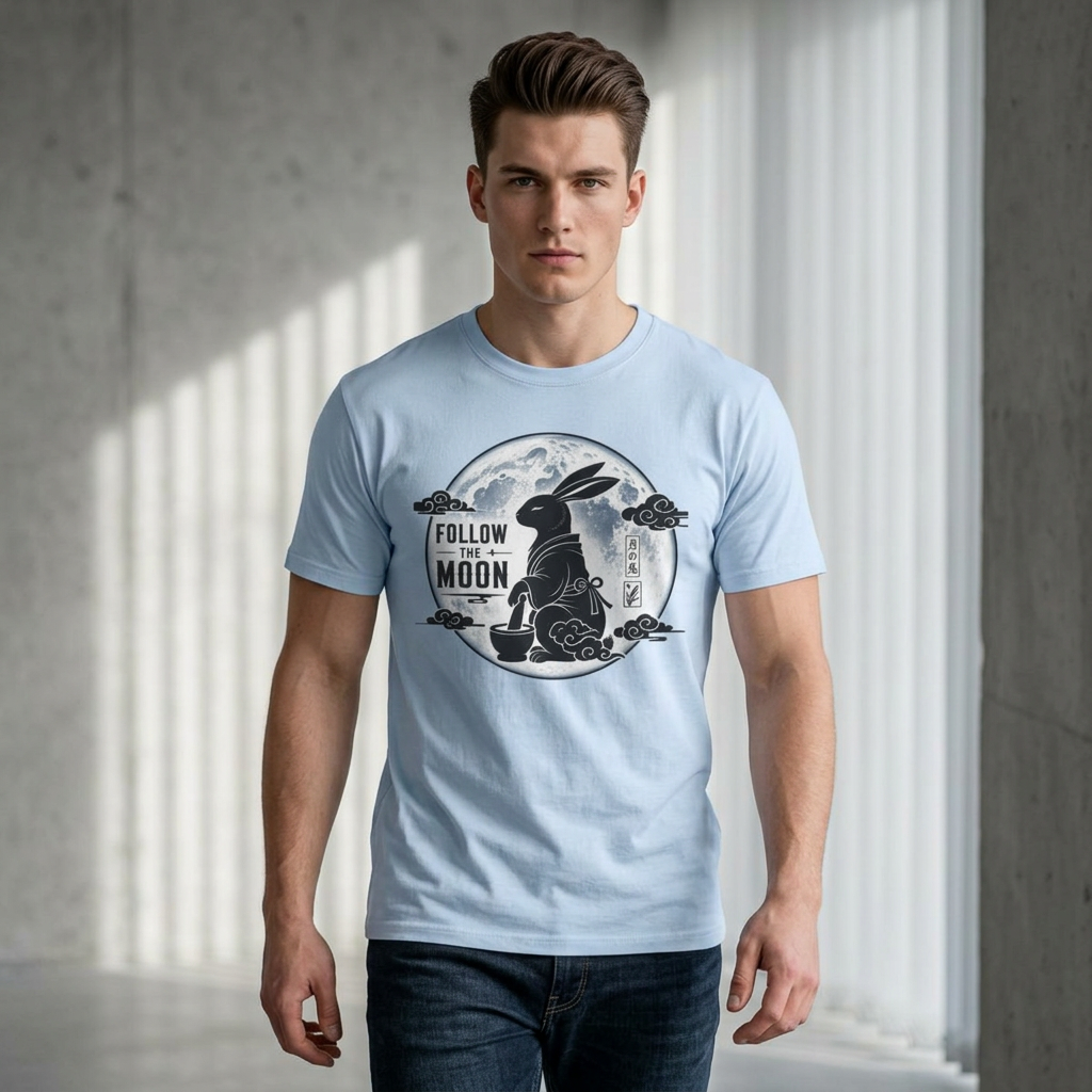 Follow the Moon Rabbit T-Shirt — Lunar Bunny Graphic Tee
