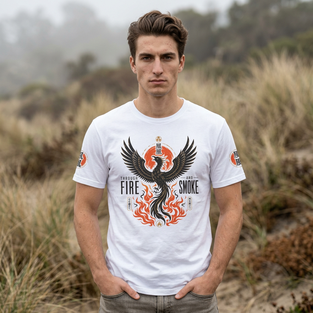 Phoenix Graphic T-Shirt — "Through Fire and Smoke" Inspirational Tee