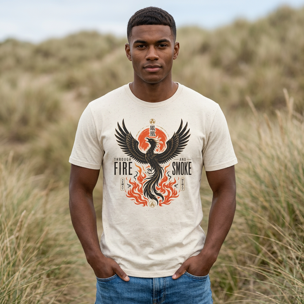 Phoenix Graphic T-Shirt — "Through Fire and Smoke" Inspirational Tee