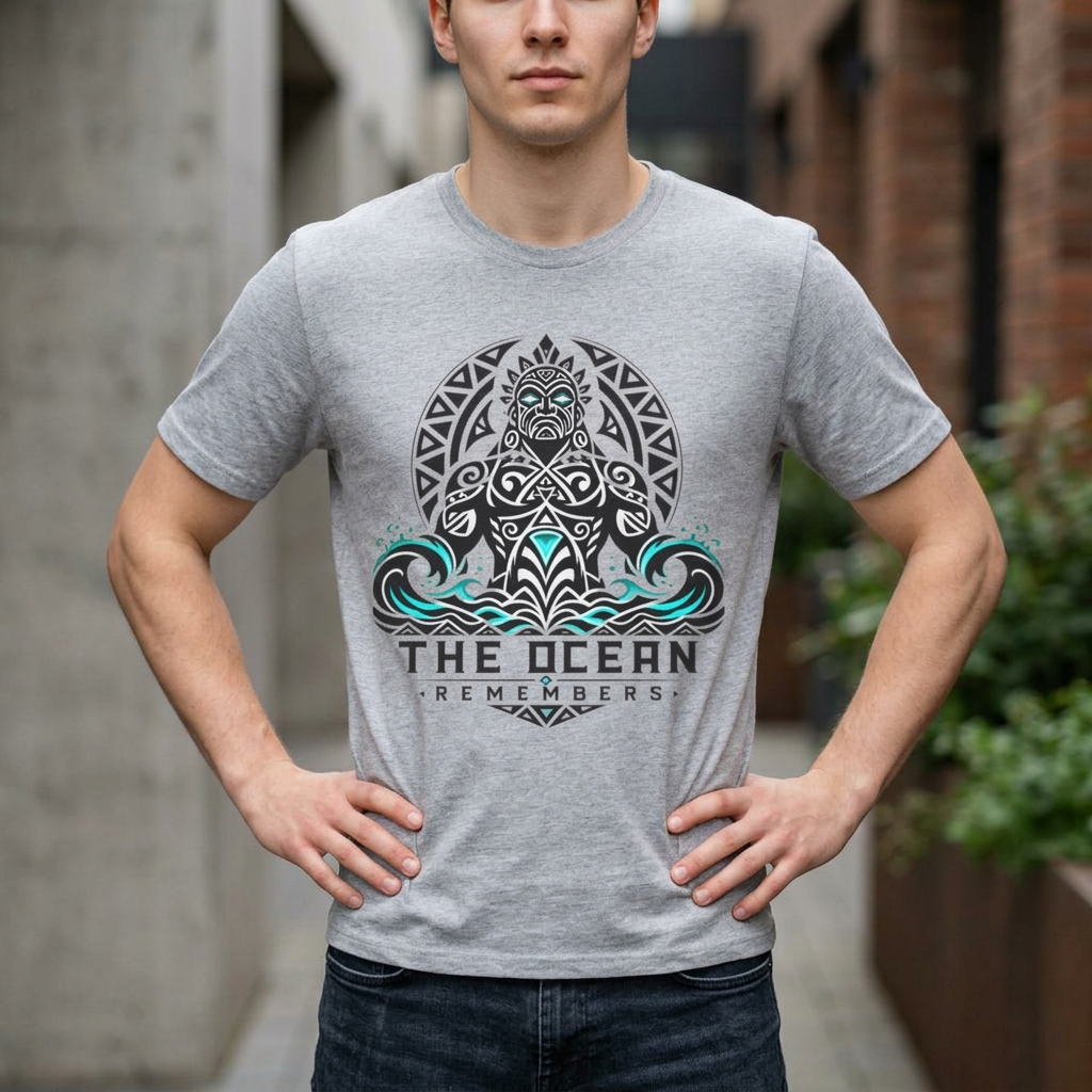 T-Shirt — The Ocean Remembers Tribal Wave Graphic