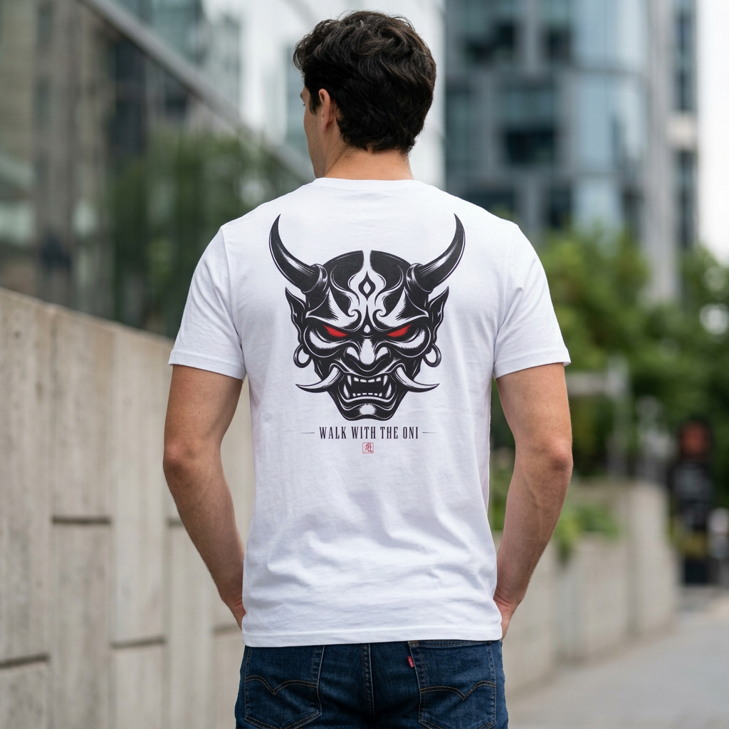 Oni Mask Graphic T‑Shirt — Japanese Demon Skull Tee