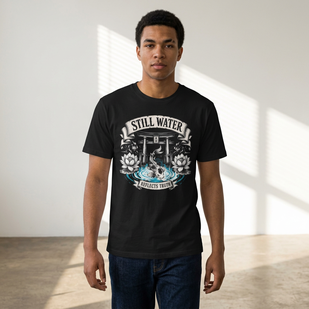 Still Water T-Shirt — Tranquil Koi & Torii Graphic Tee
