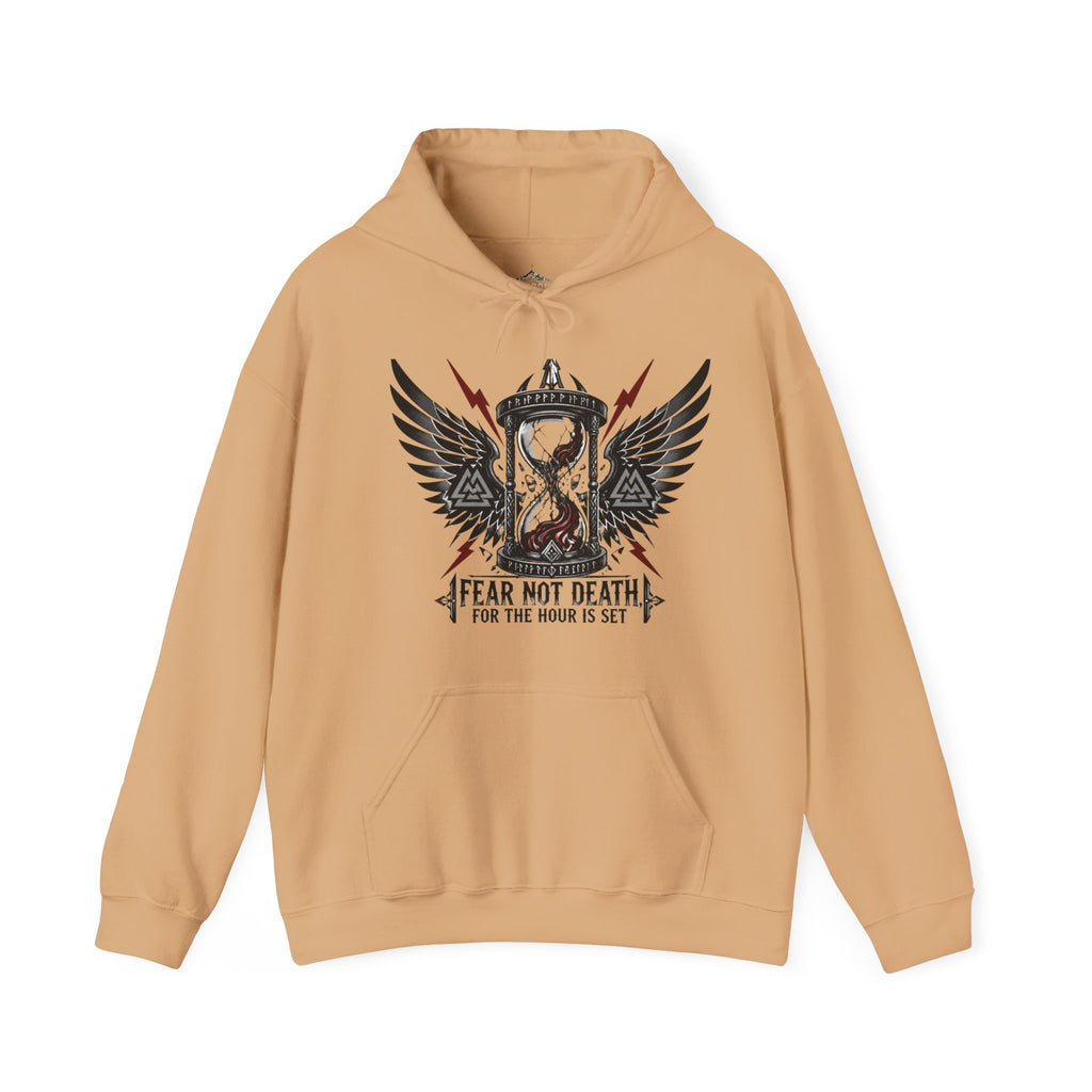 Fear Not Death Hourglass Wings Hoodie — Gothic Inspirational Pullover