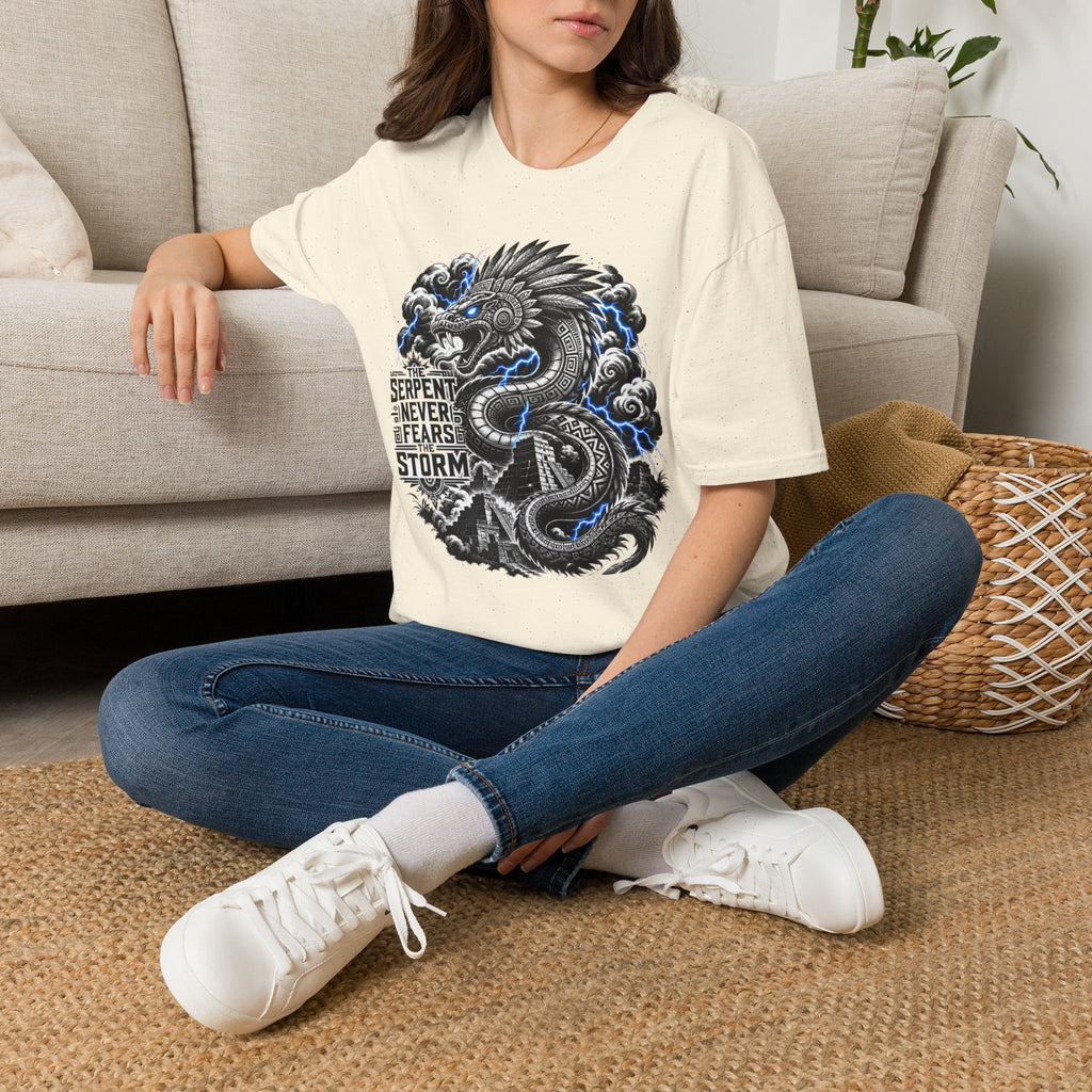 Aztec Serpent T-Shirt — “The Serpent Never Fears the Storm” Graphic Tee