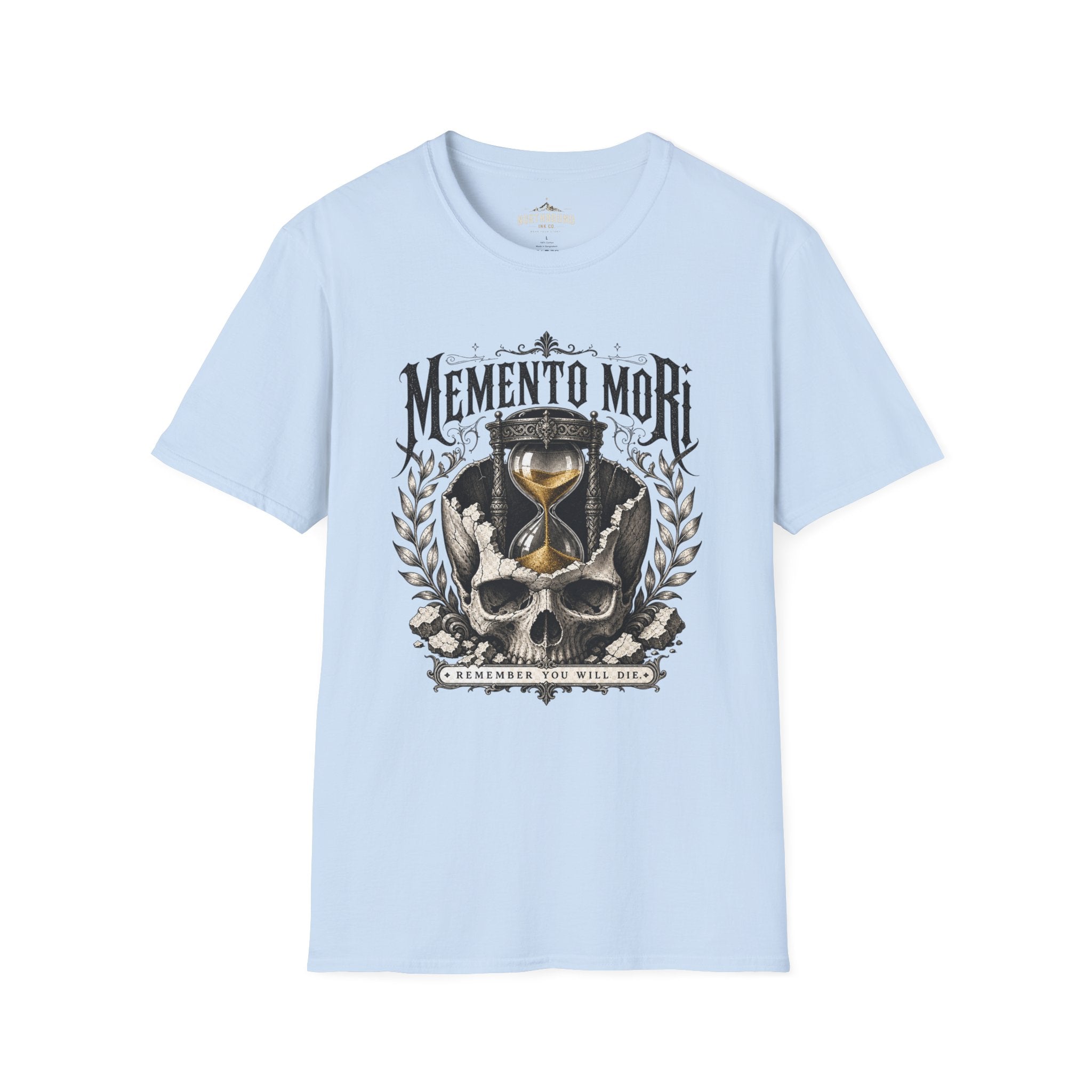 Memento Mori T-Shirt — Vintage Hourglass & Skull Death Awareness Tee