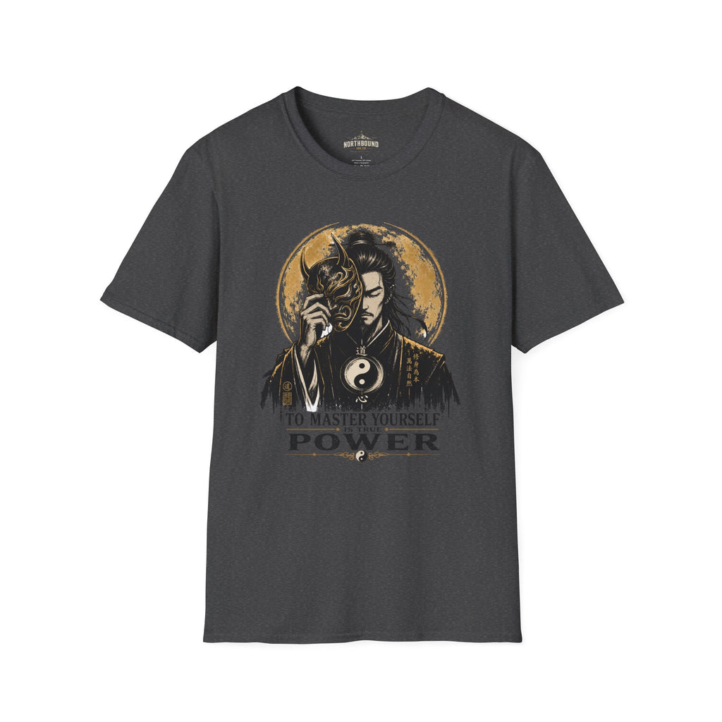 Samurai Mask Tee — "To Master Yourself Is Power" Graphic T-Shirt
