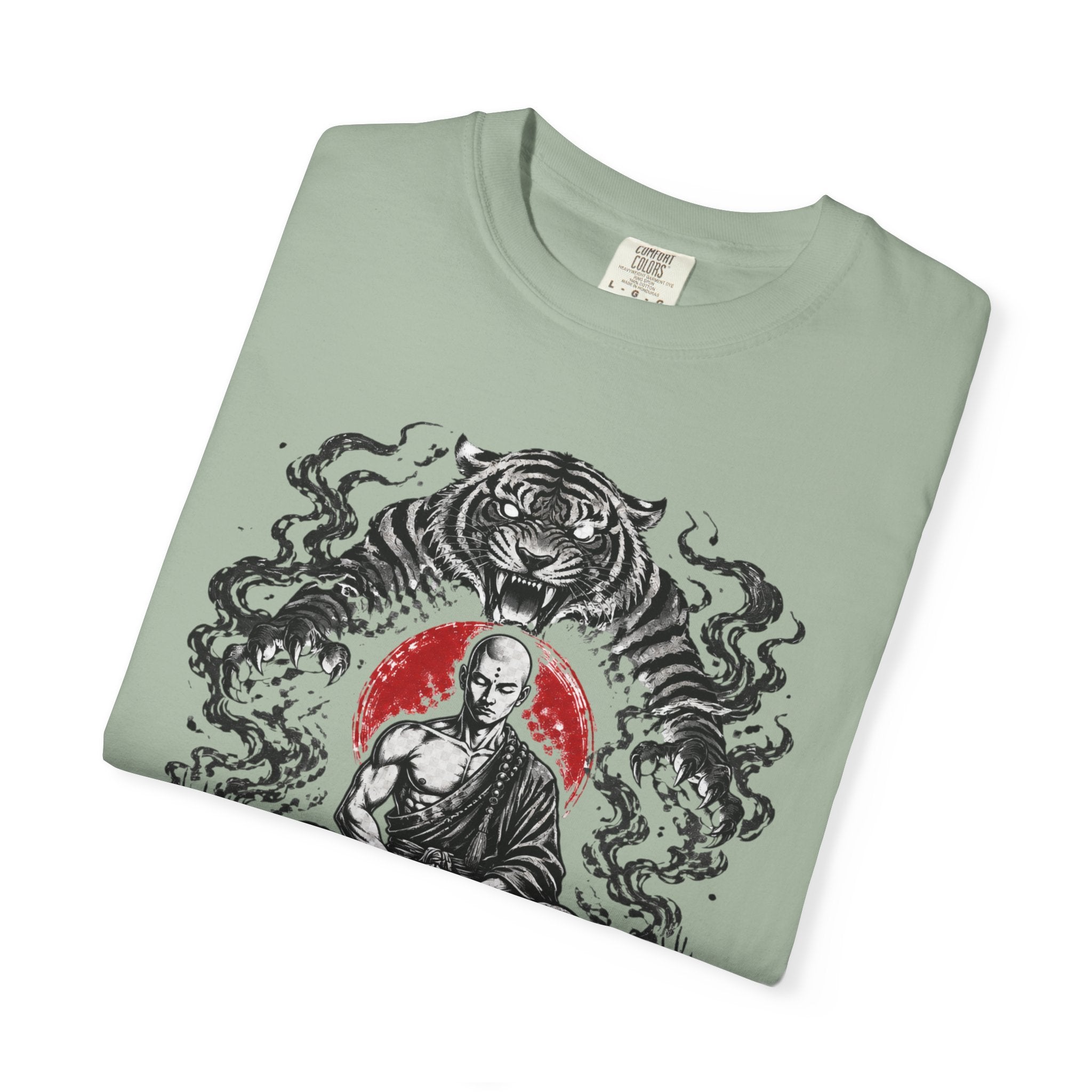 Meditation Tiger T-Shirt — "He Who Masters Himself is Strong" Zen Graphic Tee