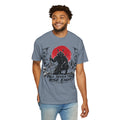 Samurai with Red Sun "Fall Seven Times Rise Eight" T-shirt | Japanese Warrior Tee
