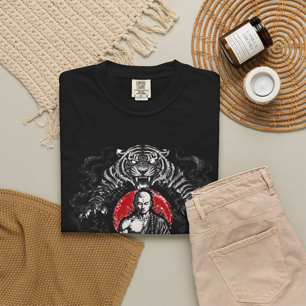 Meditation Tiger T-Shirt — "He Who Masters Himself is Strong" Zen Graphic Tee