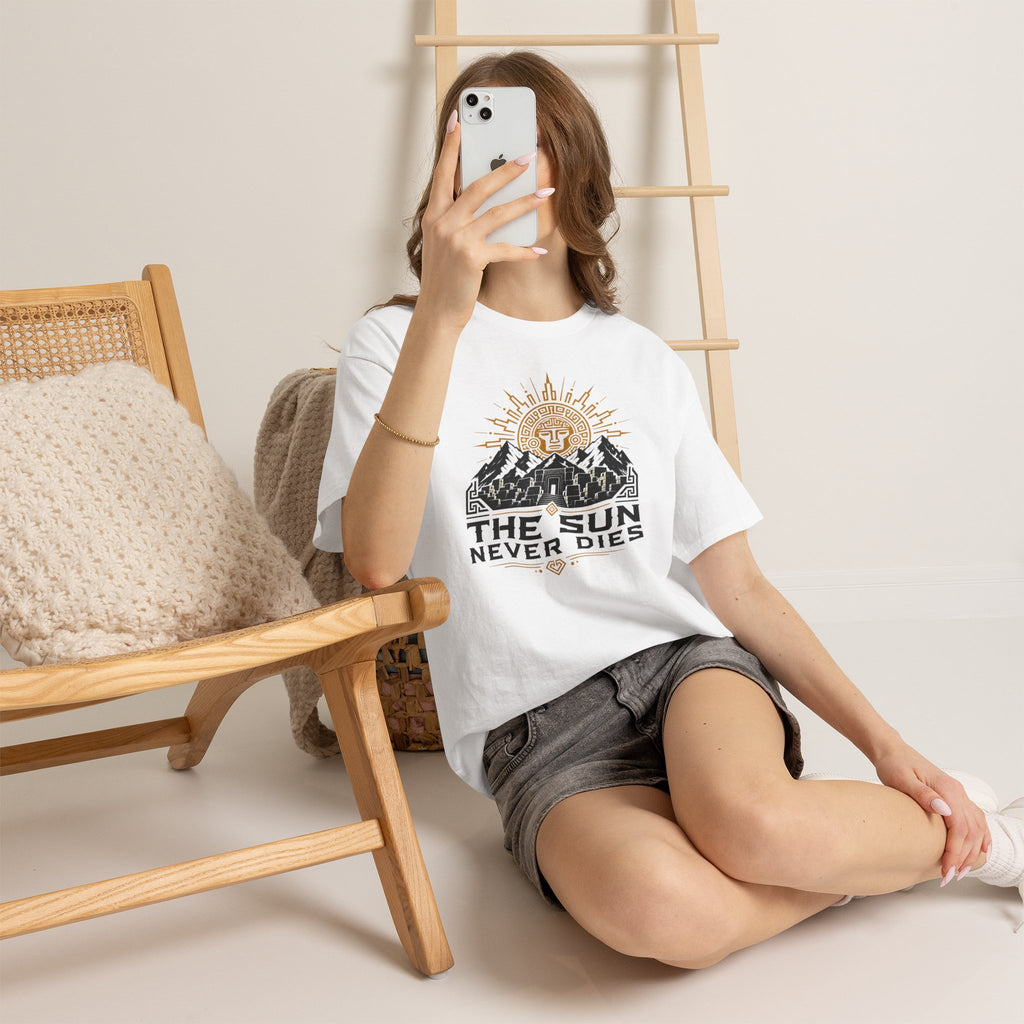 Sun Never Dies T-Shirt — Retro Mountain Adventure Tee