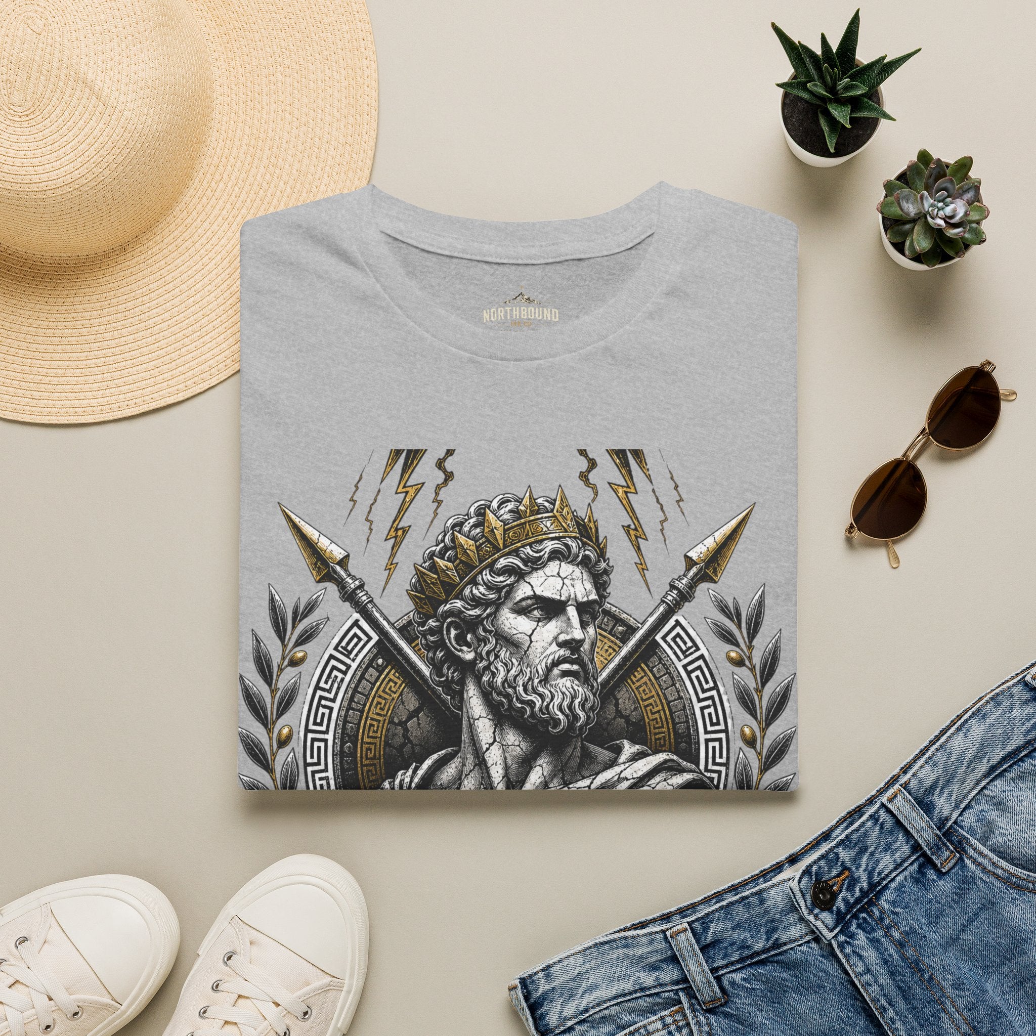 Zeus Lightning T-Shirt — 'Fortune Favors the Bold' Greek God Graphic Tee