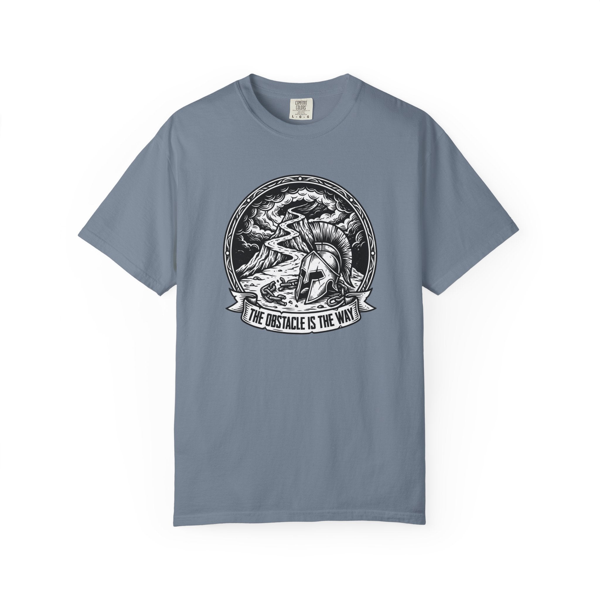 T-Shirt — 'The Obstacle Is The Way' Spartan Helmet Graphic Tee