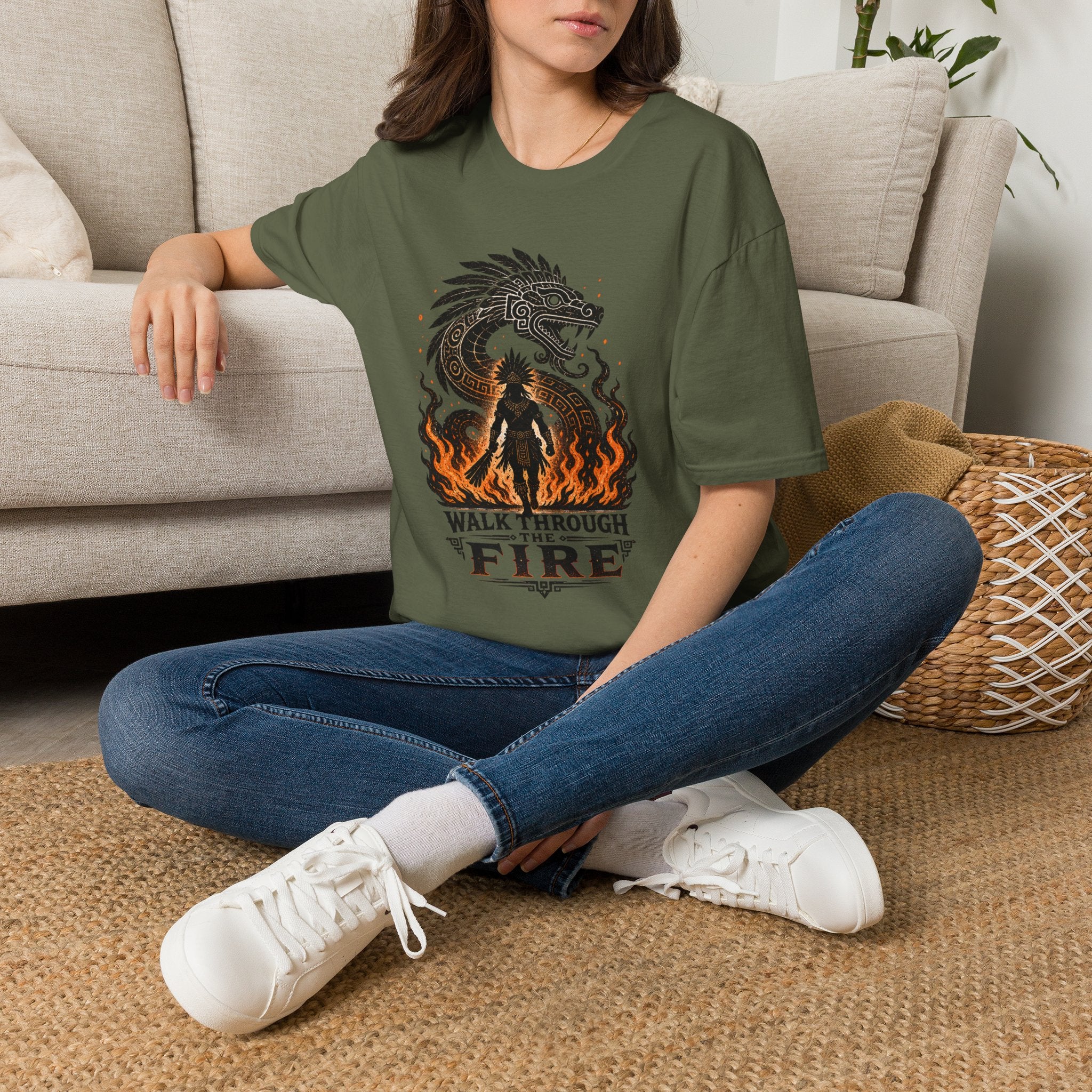 T-Shirt — 'Walk Through Fire' Dragon Flames Graphic Tee