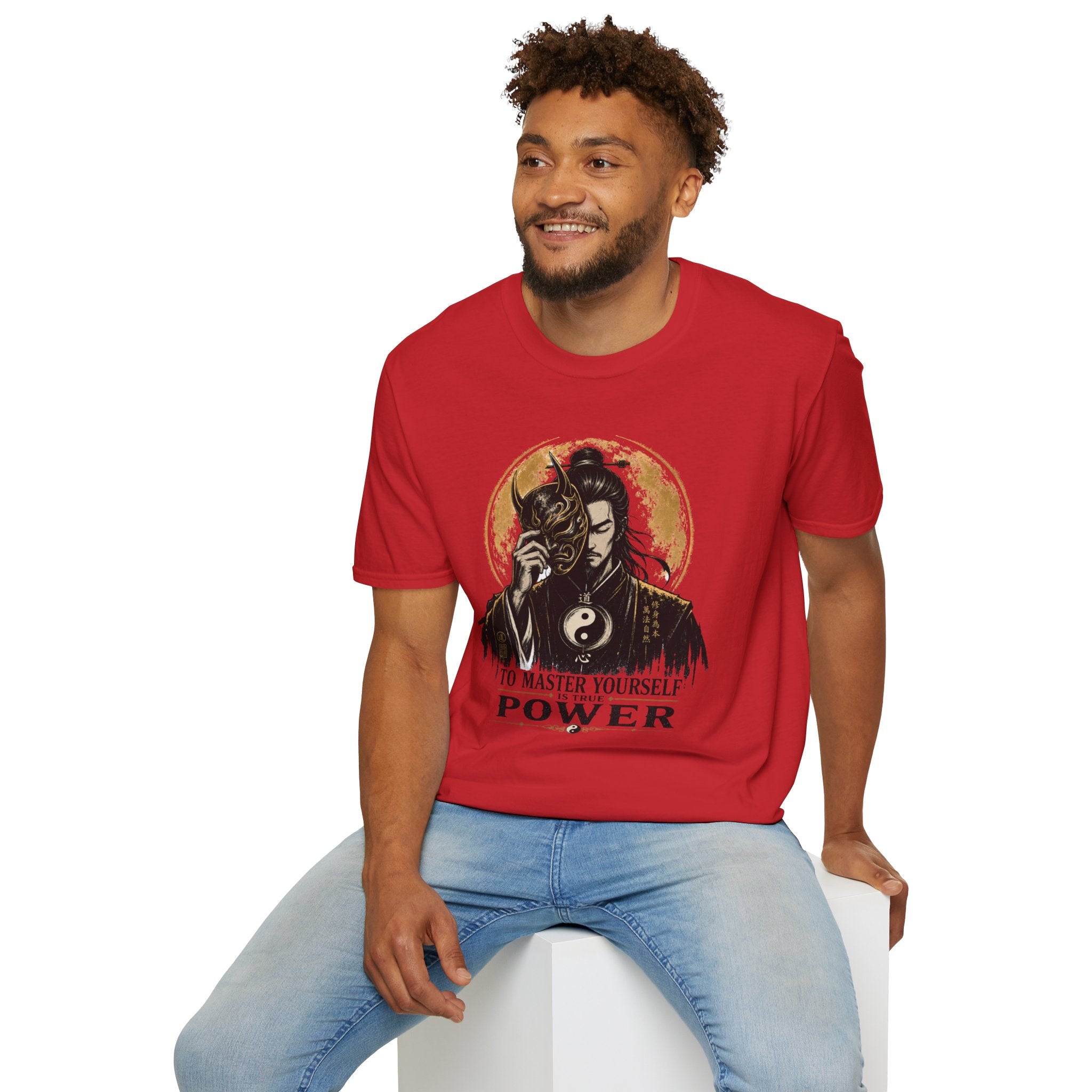 Samurai Mask Tee — "To Master Yourself Is Power" Graphic T-Shirt