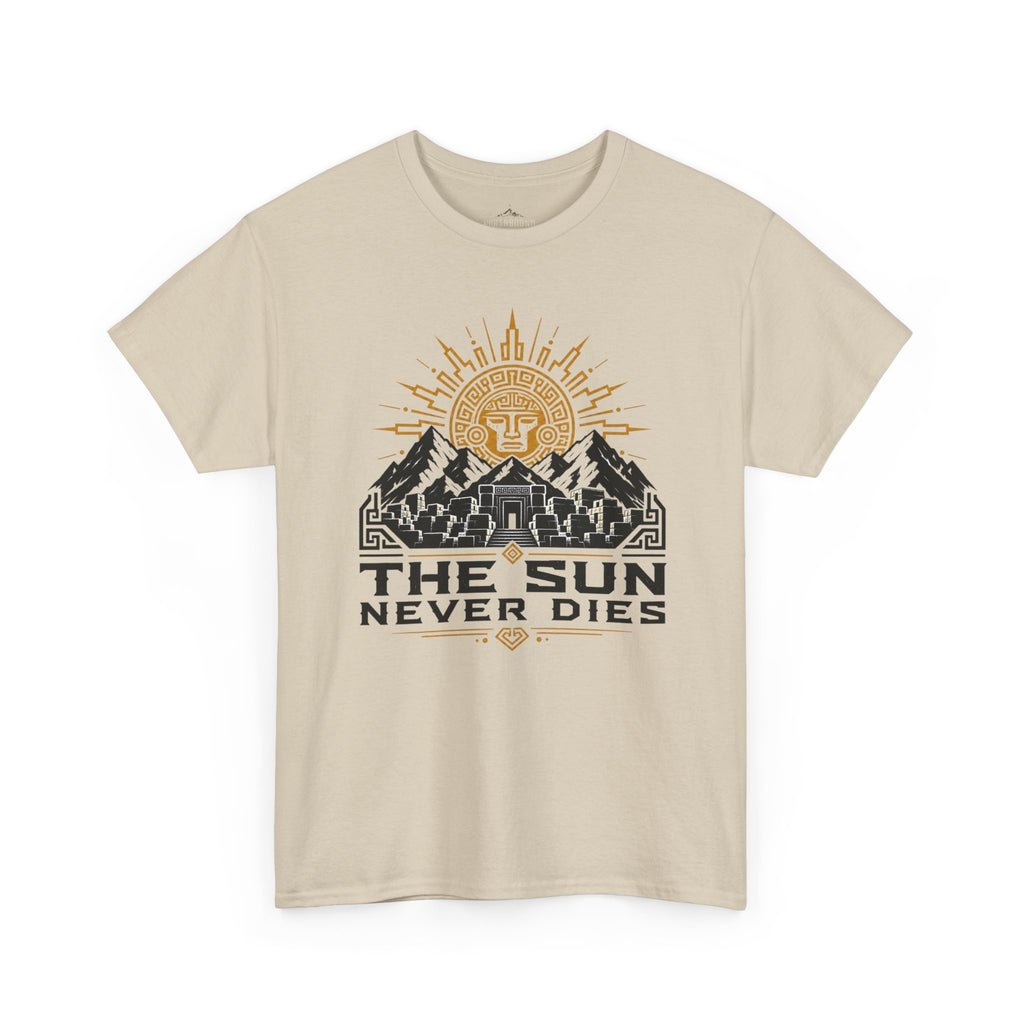 Sun Never Dies T-Shirt — Retro Mountain Adventure Tee
