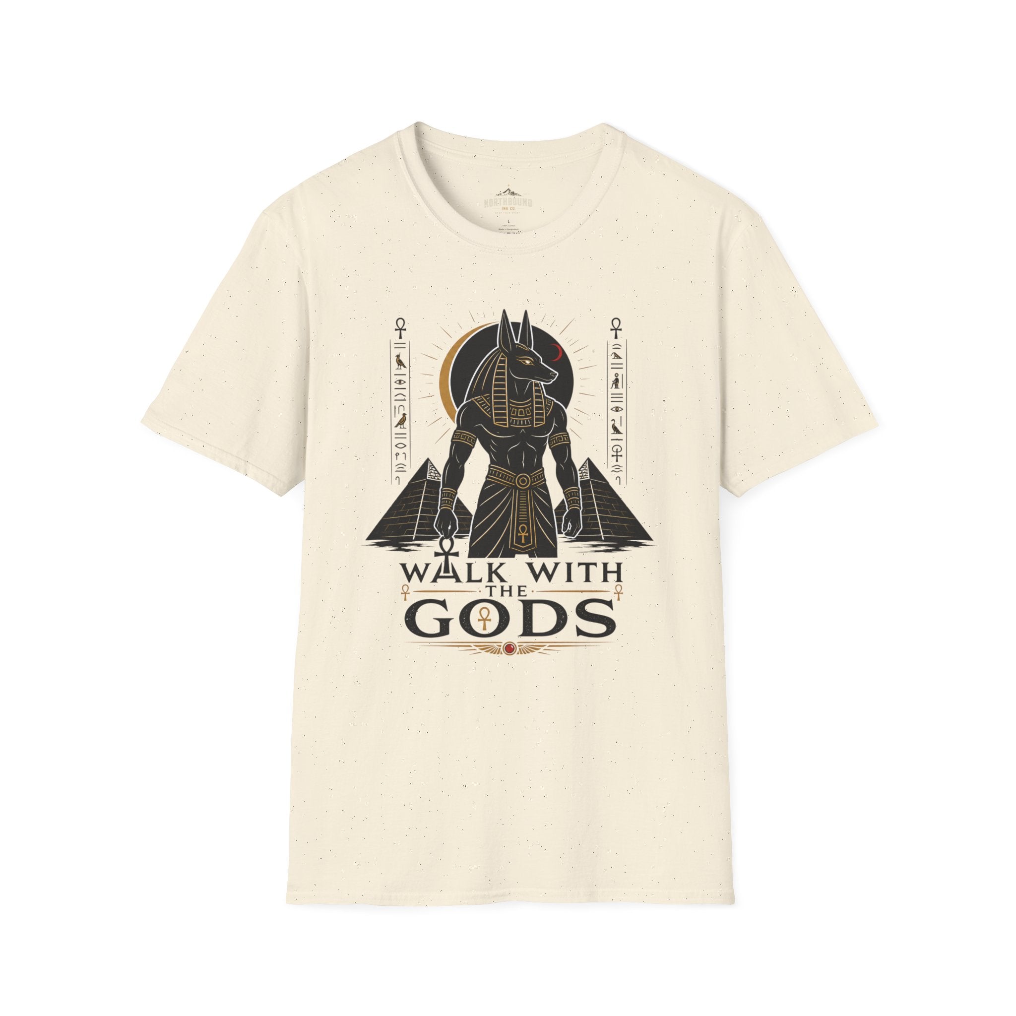 Anubis 'Walk With Gods' T-Shirt — Egyptian Mythology Graphic Tee