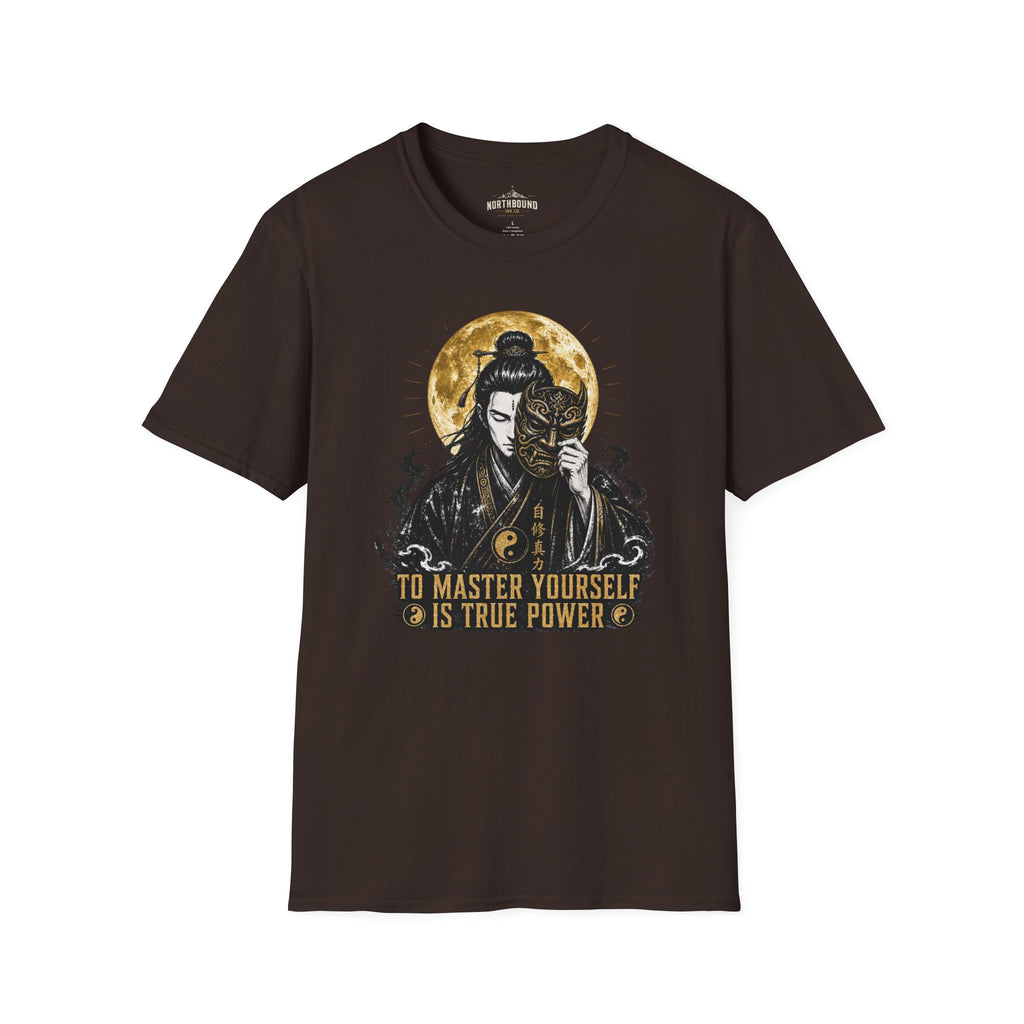 Samurai Mask T-Shirt – "To Master Yourself Is True Power" Graphic Tee