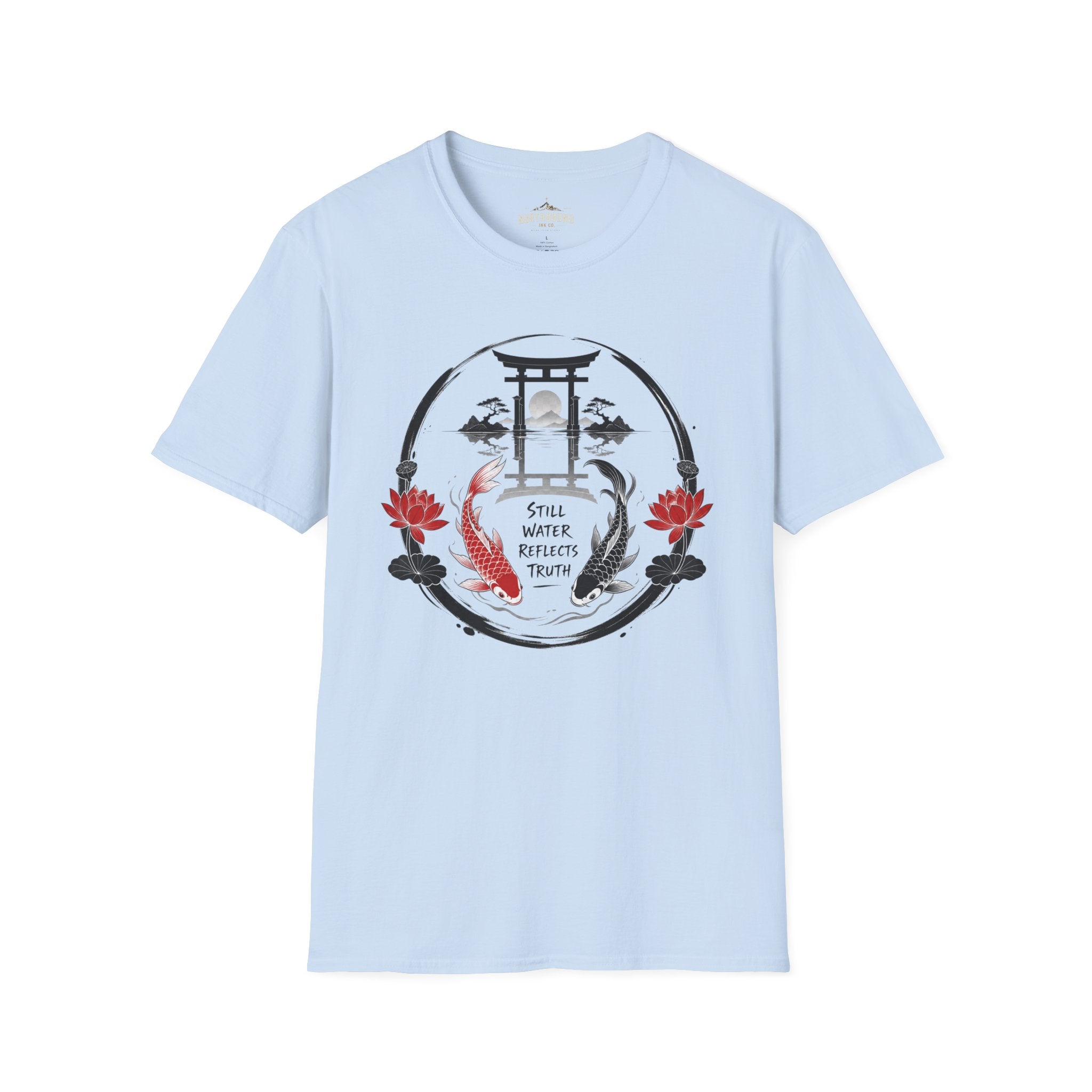 Zen Koi Torii T‑Shirt — "Still Water" Japanese Garden Graphic