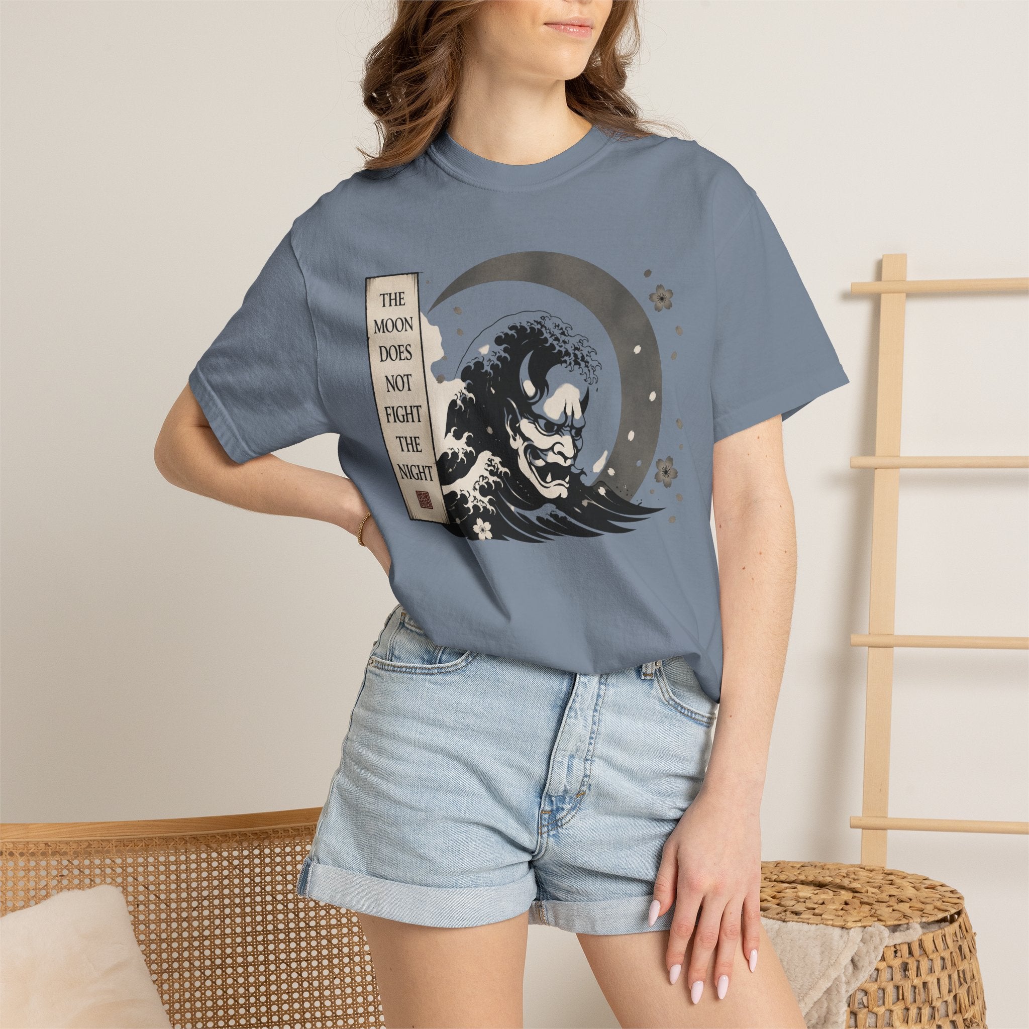 Moon Does Not Frighten Night T-Shirt — Japanese Wave Demon Graphic Tee