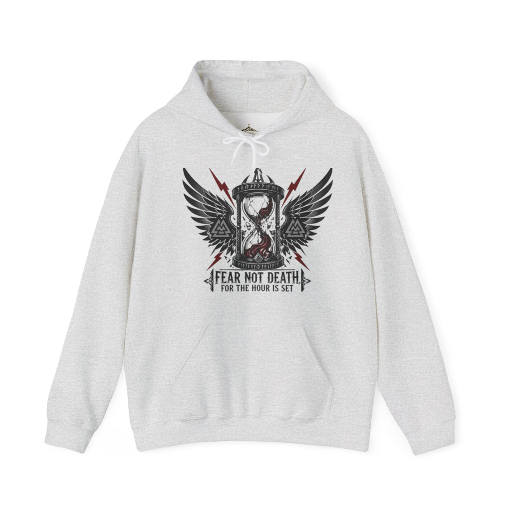 Fear Not Death Hourglass Wings Hoodie — Gothic Inspirational Pullover