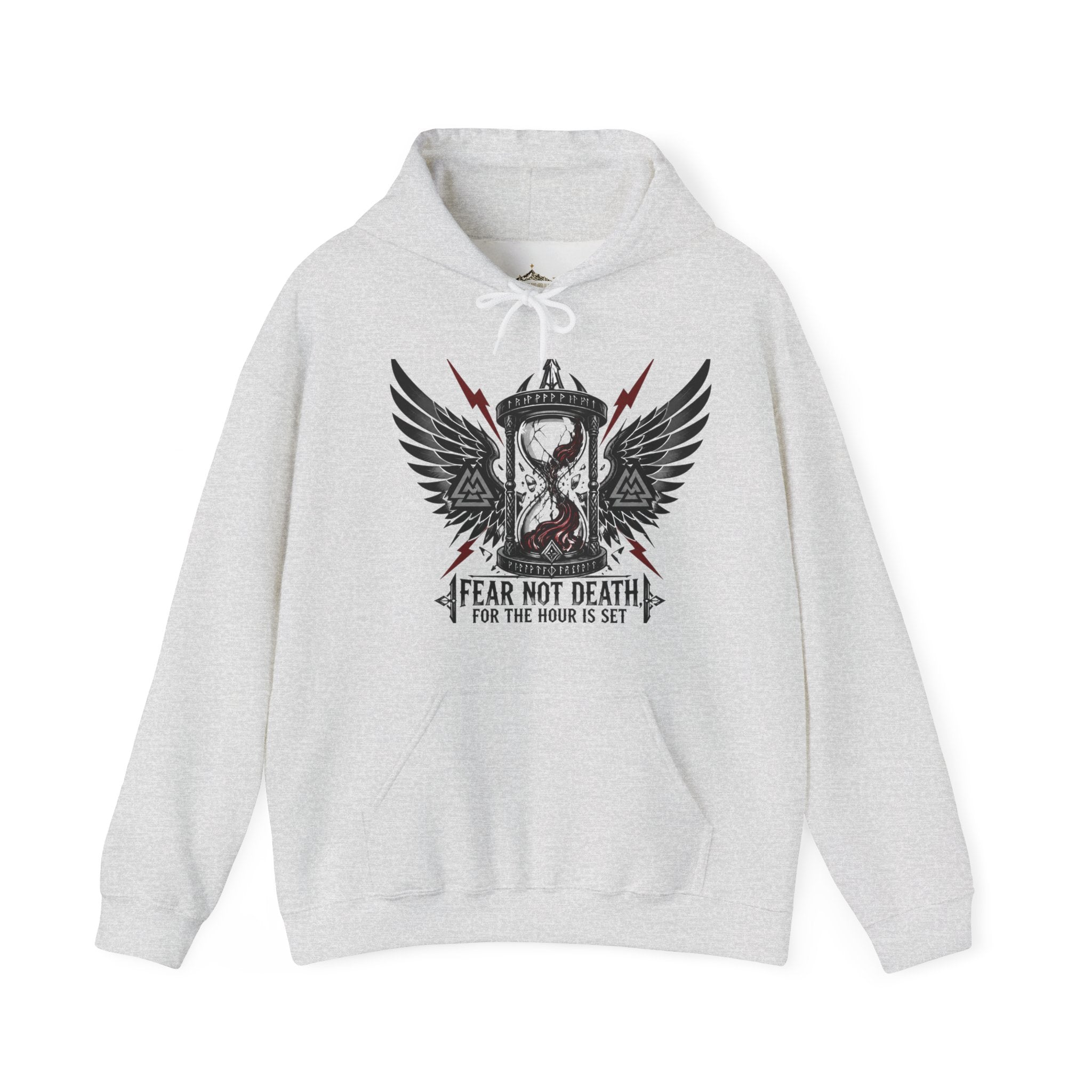 Fear Not Death Hourglass Wings Hoodie — Gothic Inspirational Pullover