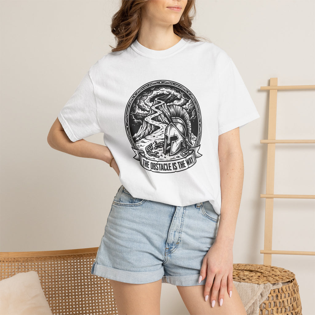 T-Shirt — 'The Obstacle Is The Way' Spartan Helmet Graphic Tee