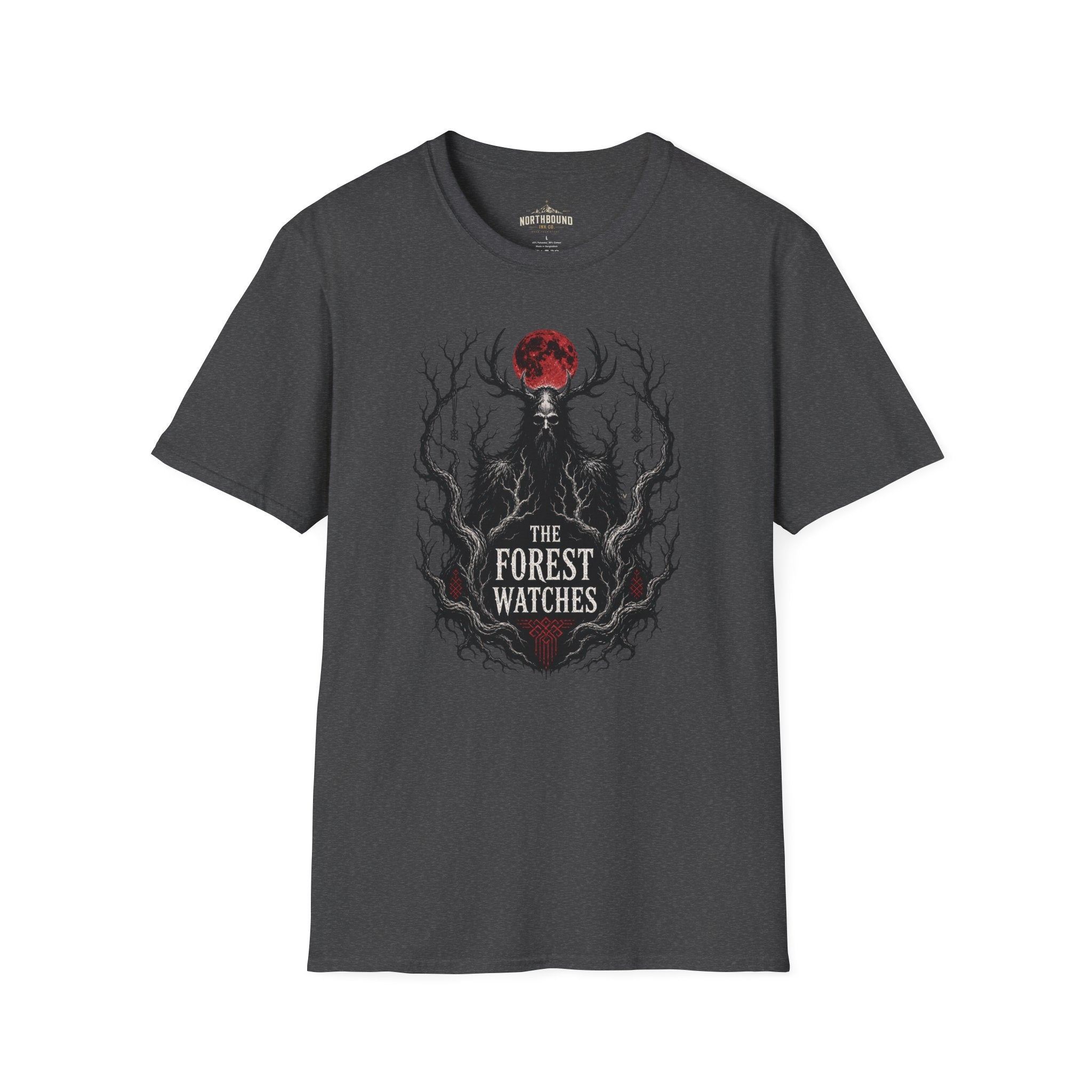 Forest Watcher T-Shirt — 'The Forest Watches' Red Moon Deer Spirit Tee