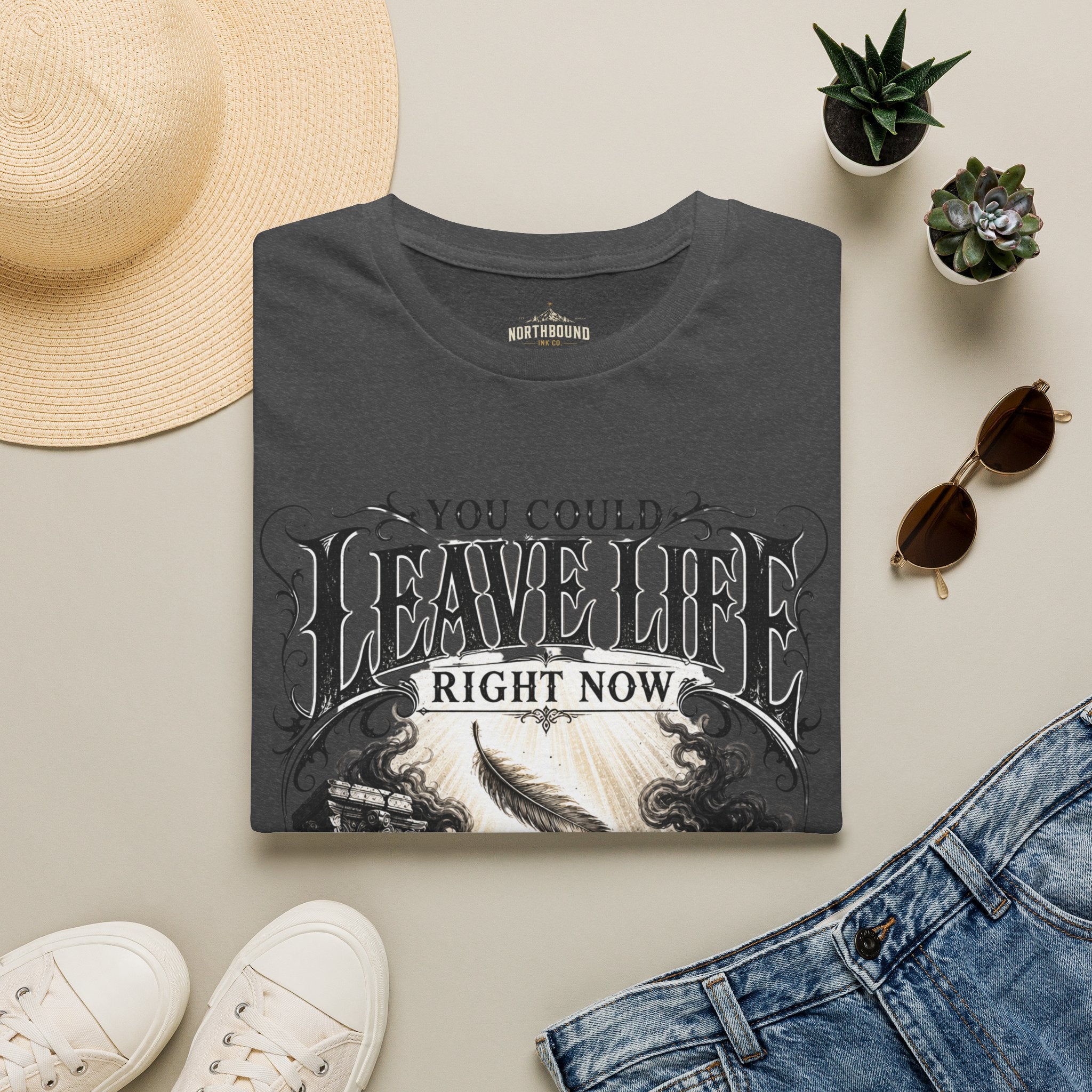 T-Shirt — "You Could Leave Life Right Now" Gothic Skull Graphic