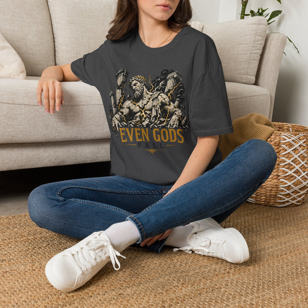 Graphic Tee — "Even Gods Fall" Statue Collapse T-Shirt