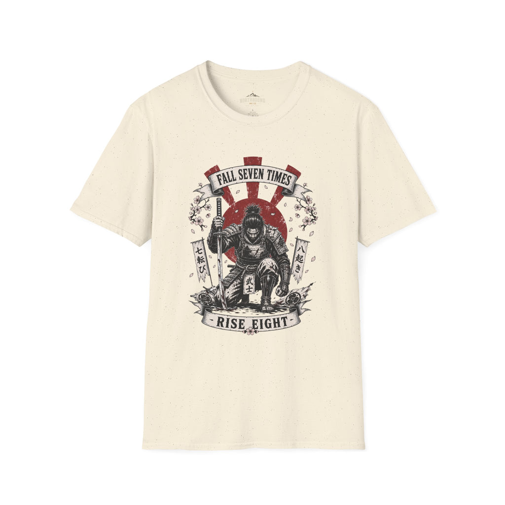 T-Shirt — “Fall Seven Times, Rise Eight” Samurai Graphic Tee